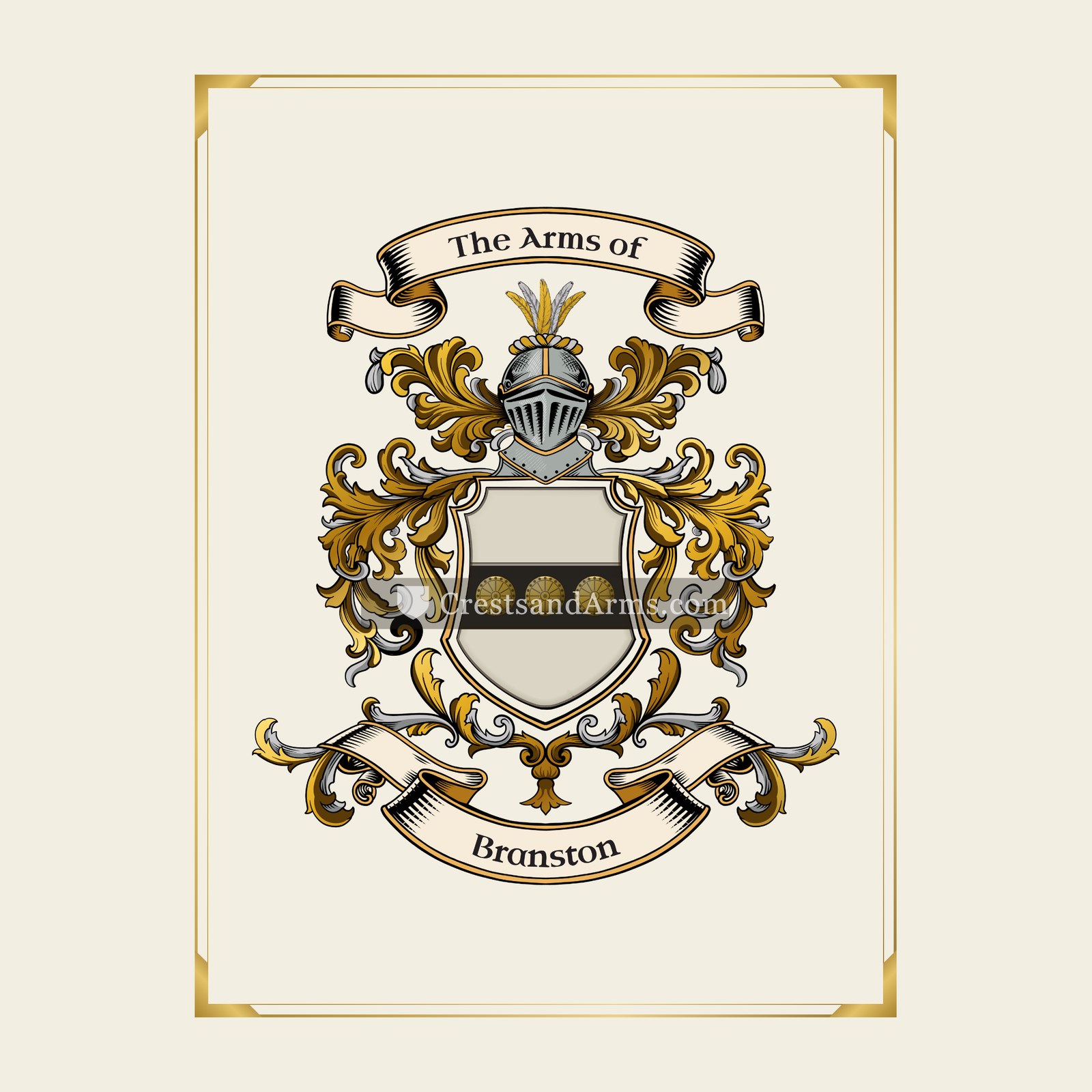 With gold border