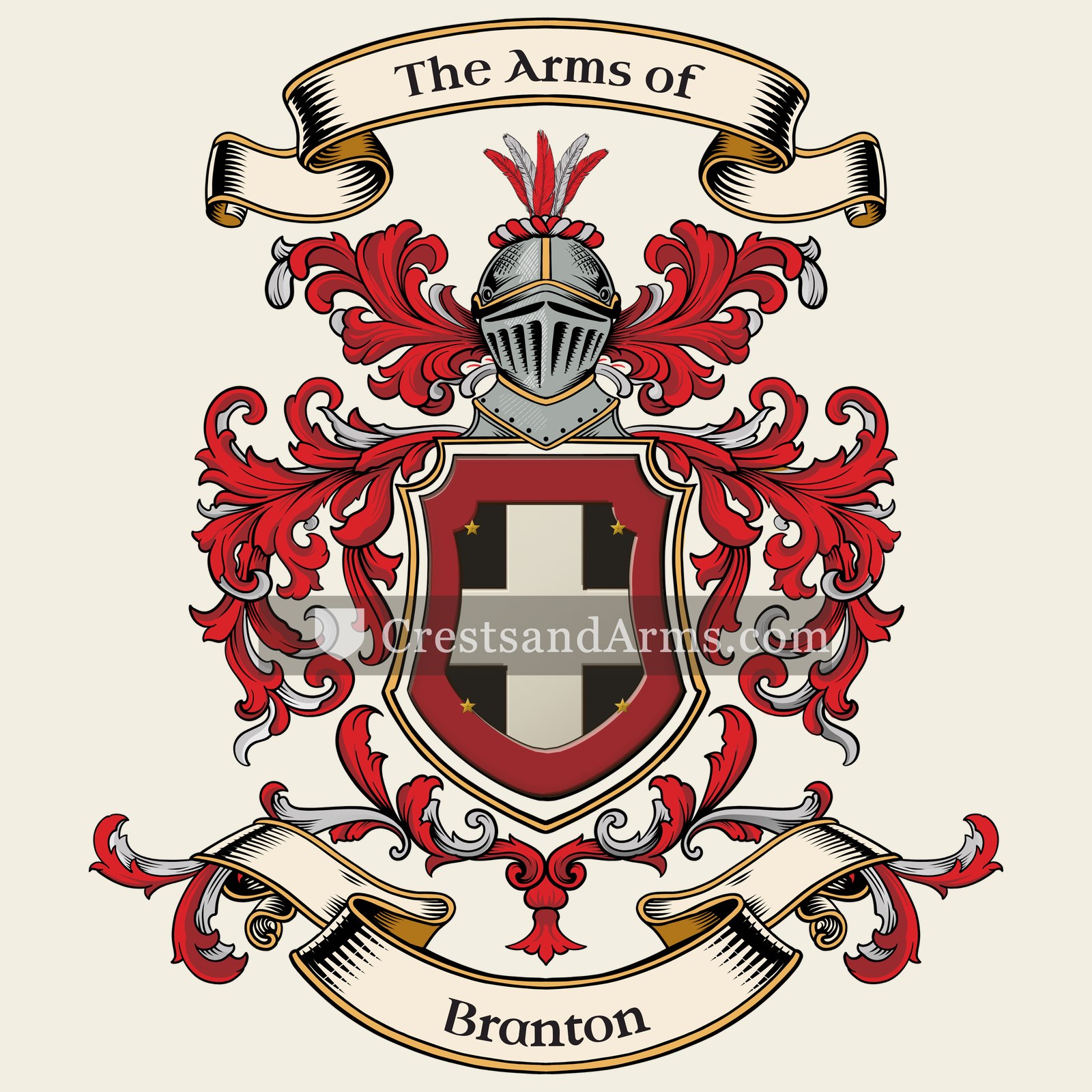 The Branton coat of arms, drawn from the recorded blazon