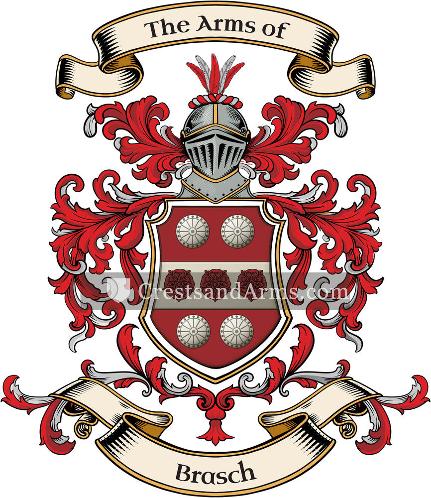 The Brasch coat of arms, drawn from the recorded blazon