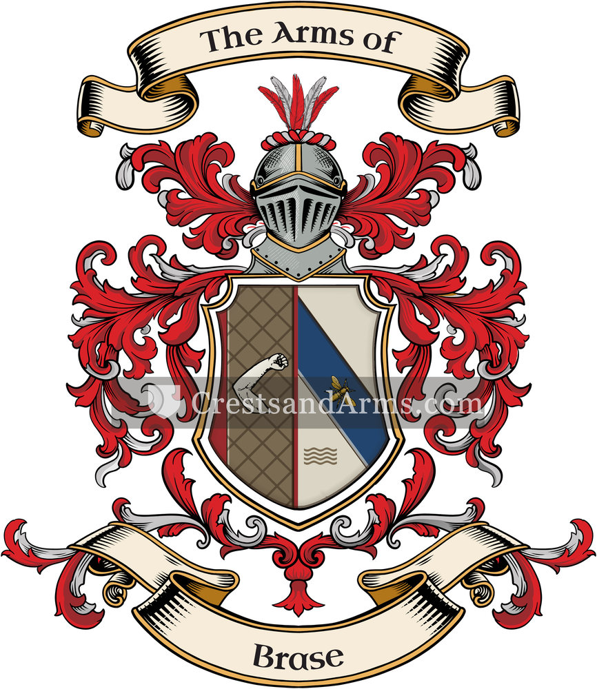 The Brase coat of arms, drawn from the recorded blazon