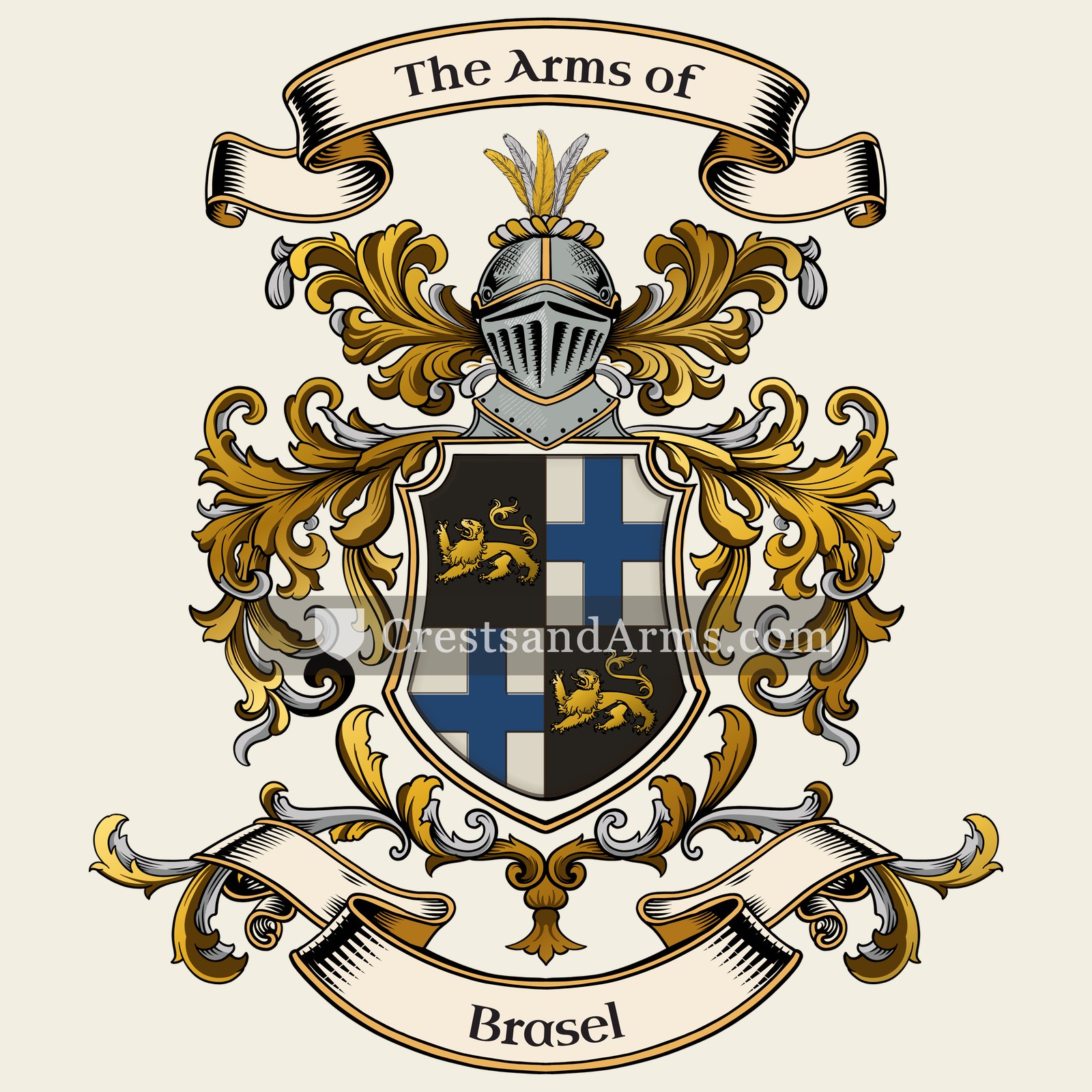 The Brasel coat of arms, drawn from the recorded blazon