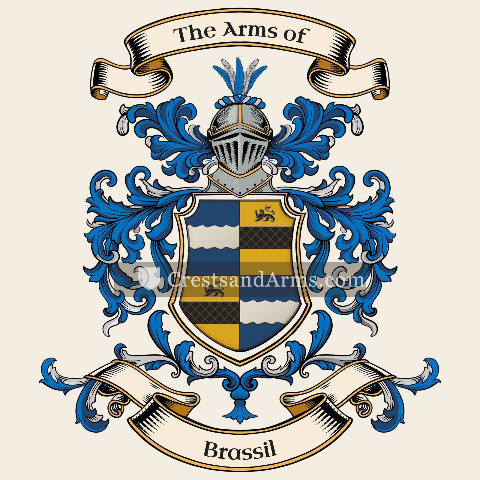 The Brassil coat of arms, drawn from the recorded blazon