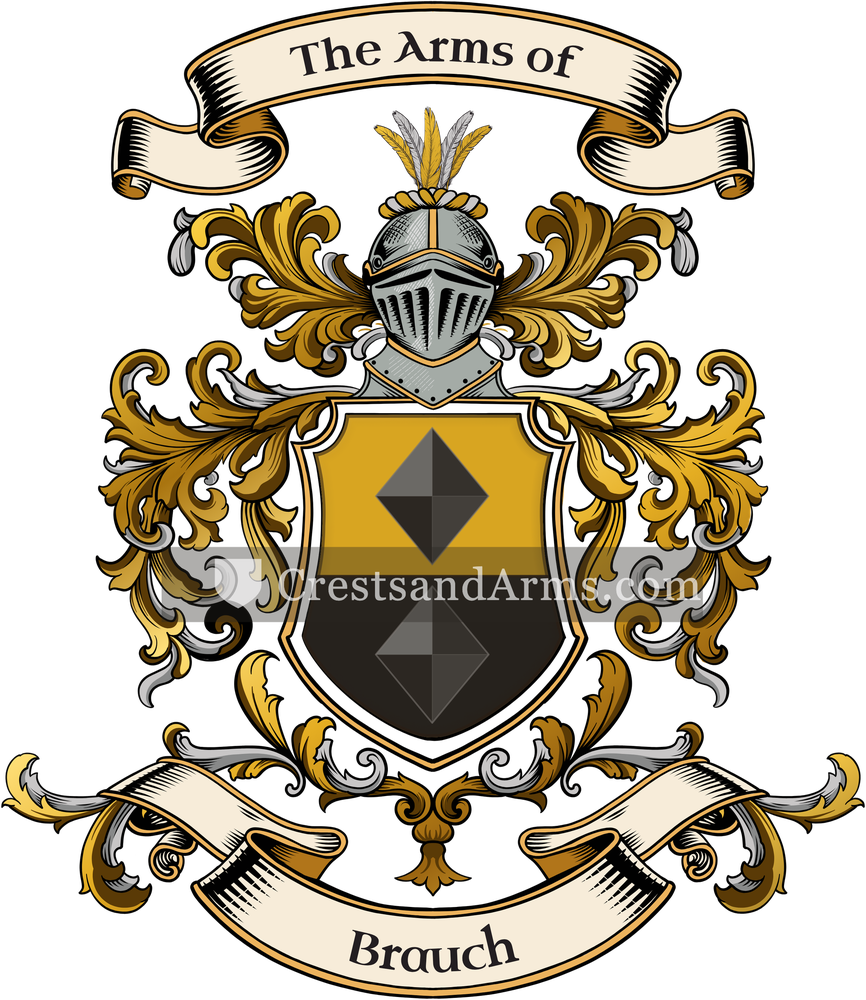 The Brauch coat of arms, drawn from the recorded blazon