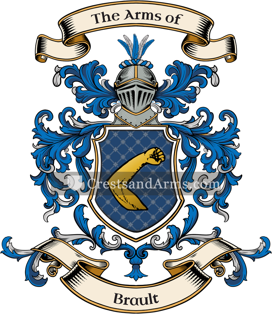 The Brault coat of arms, drawn from the recorded blazon