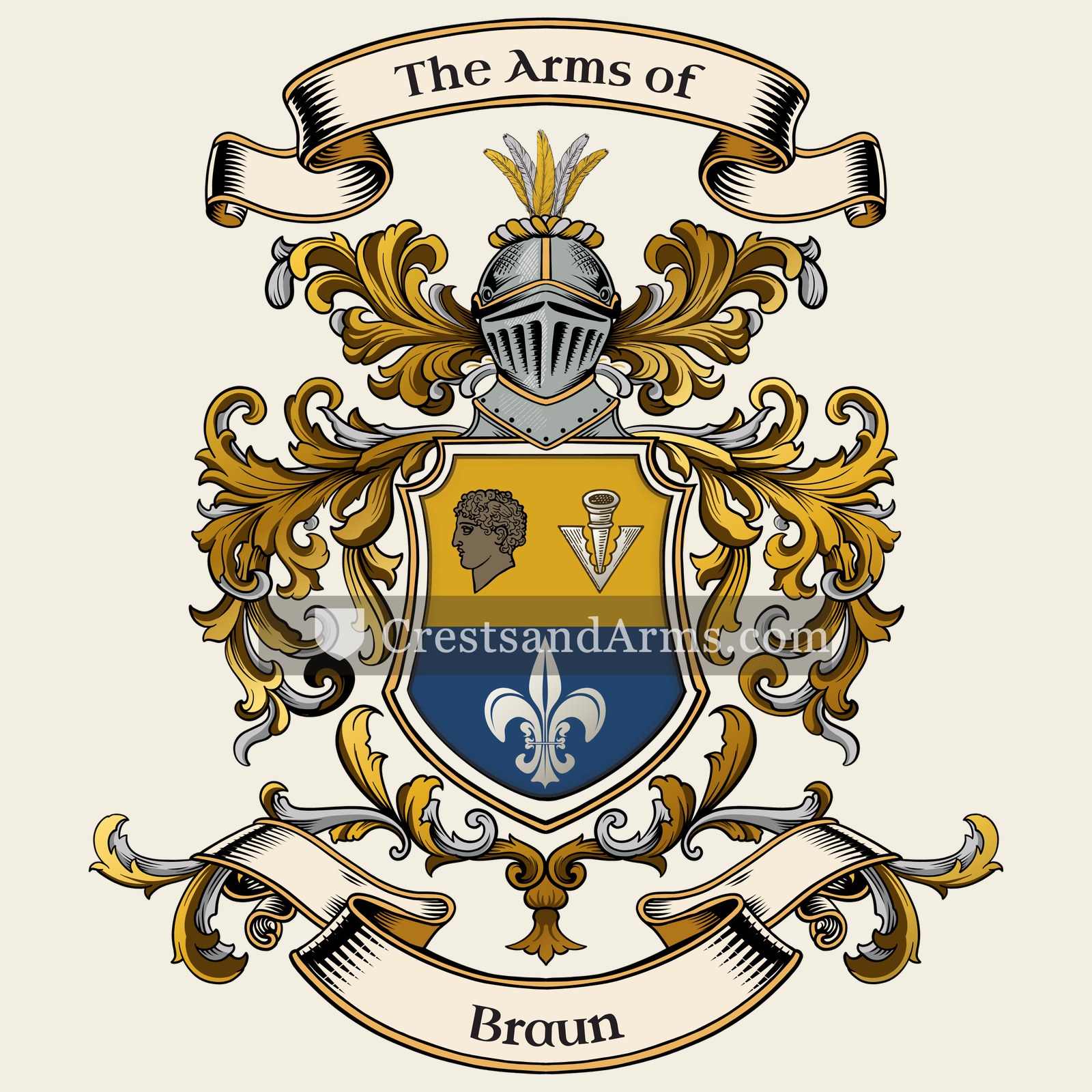 The Braun coat of arms, drawn from the recorded blazon