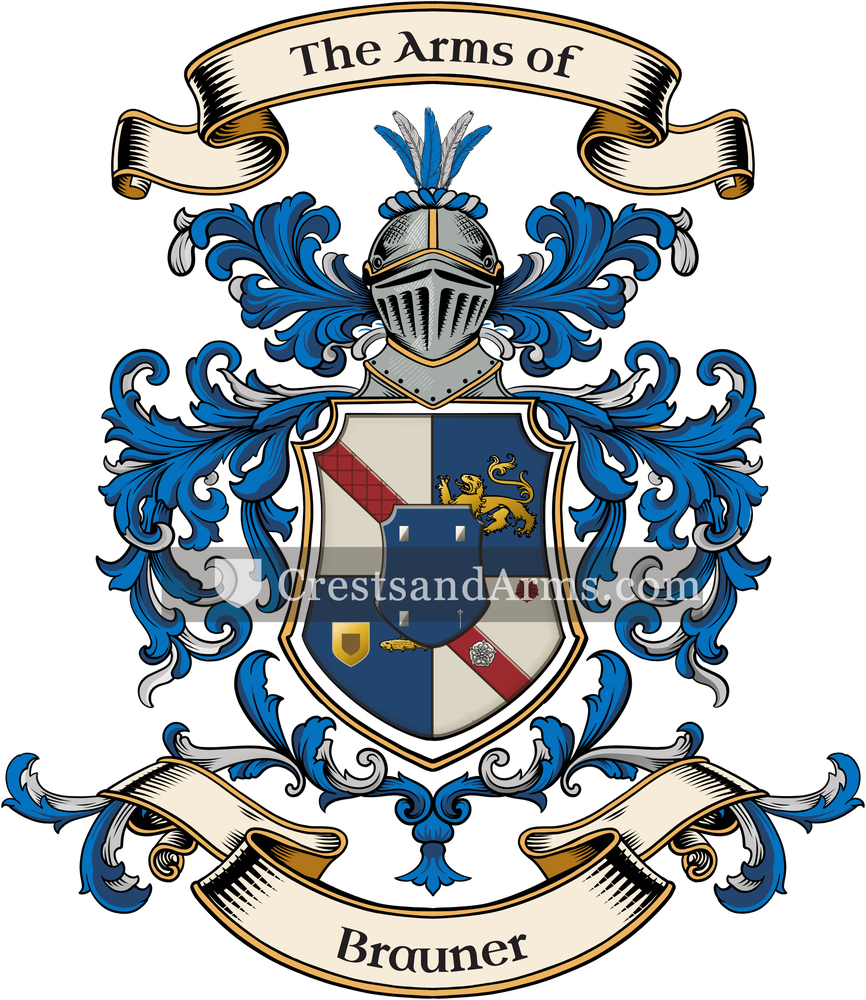 The Brauner coat of arms, drawn from the recorded blazon