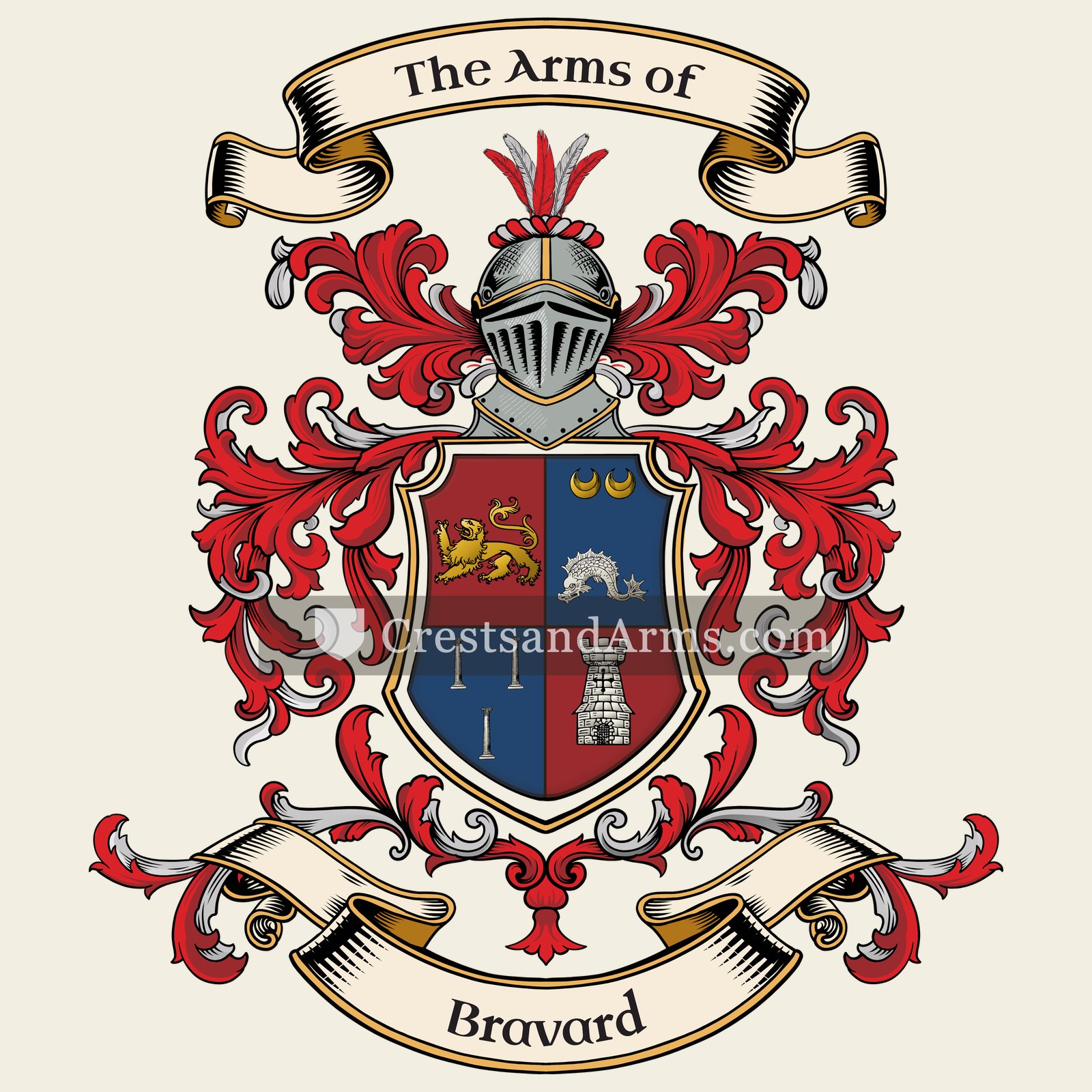 The Bravard coat of arms, drawn from the recorded blazon