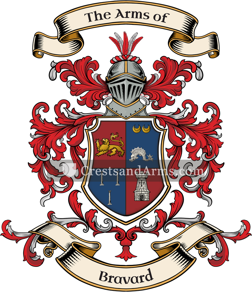The Bravard coat of arms, drawn from the recorded blazon