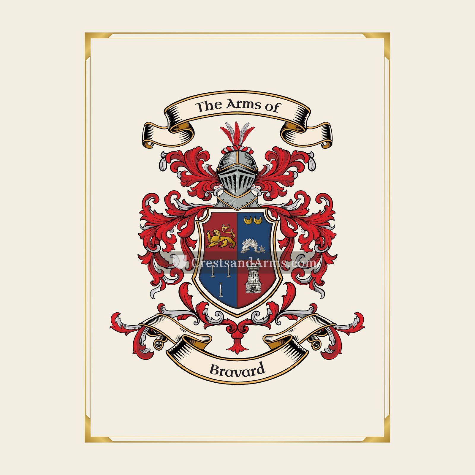 With gold border