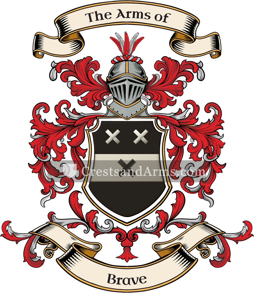 The Brave coat of arms, drawn from the recorded blazon