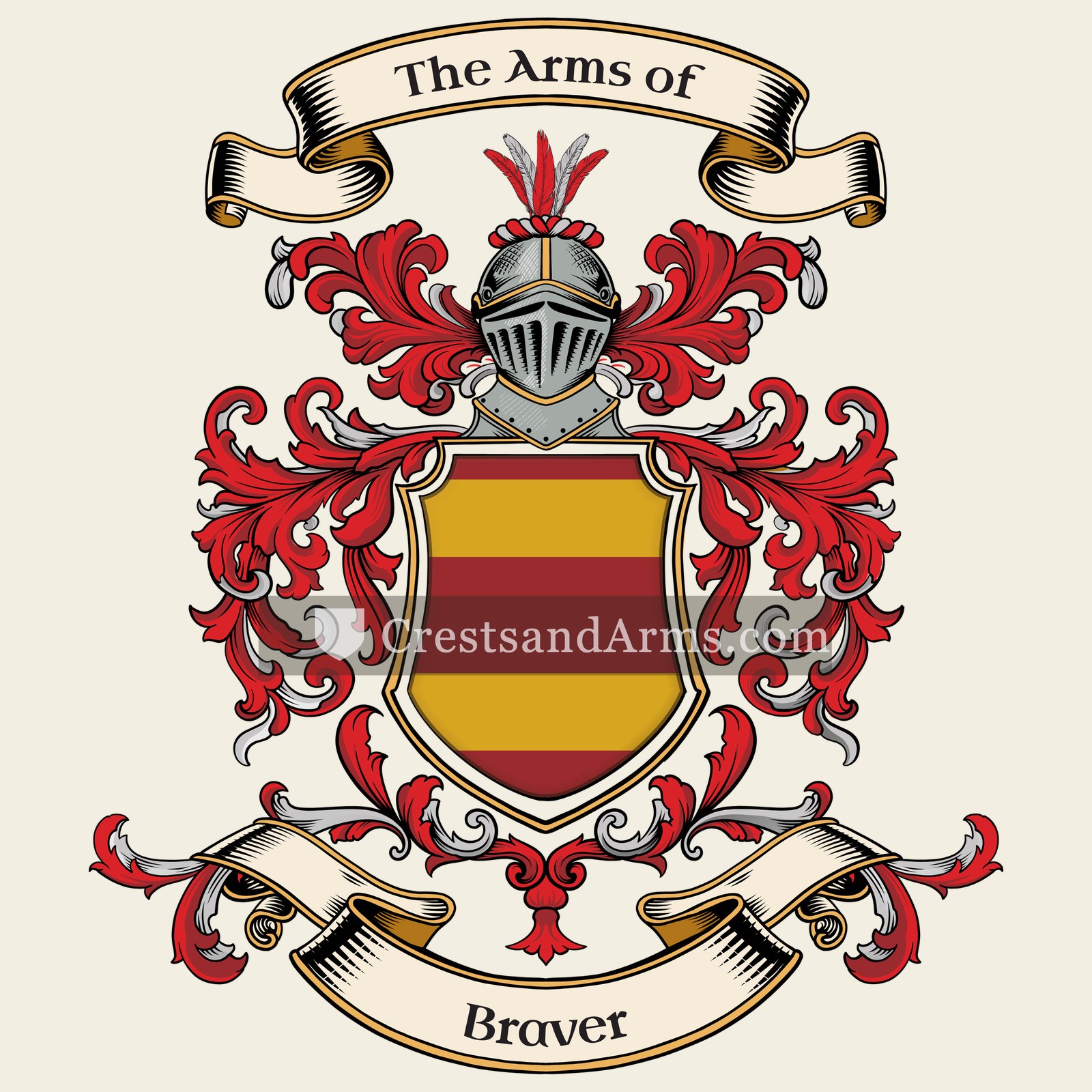The Braver coat of arms, drawn from the recorded blazon