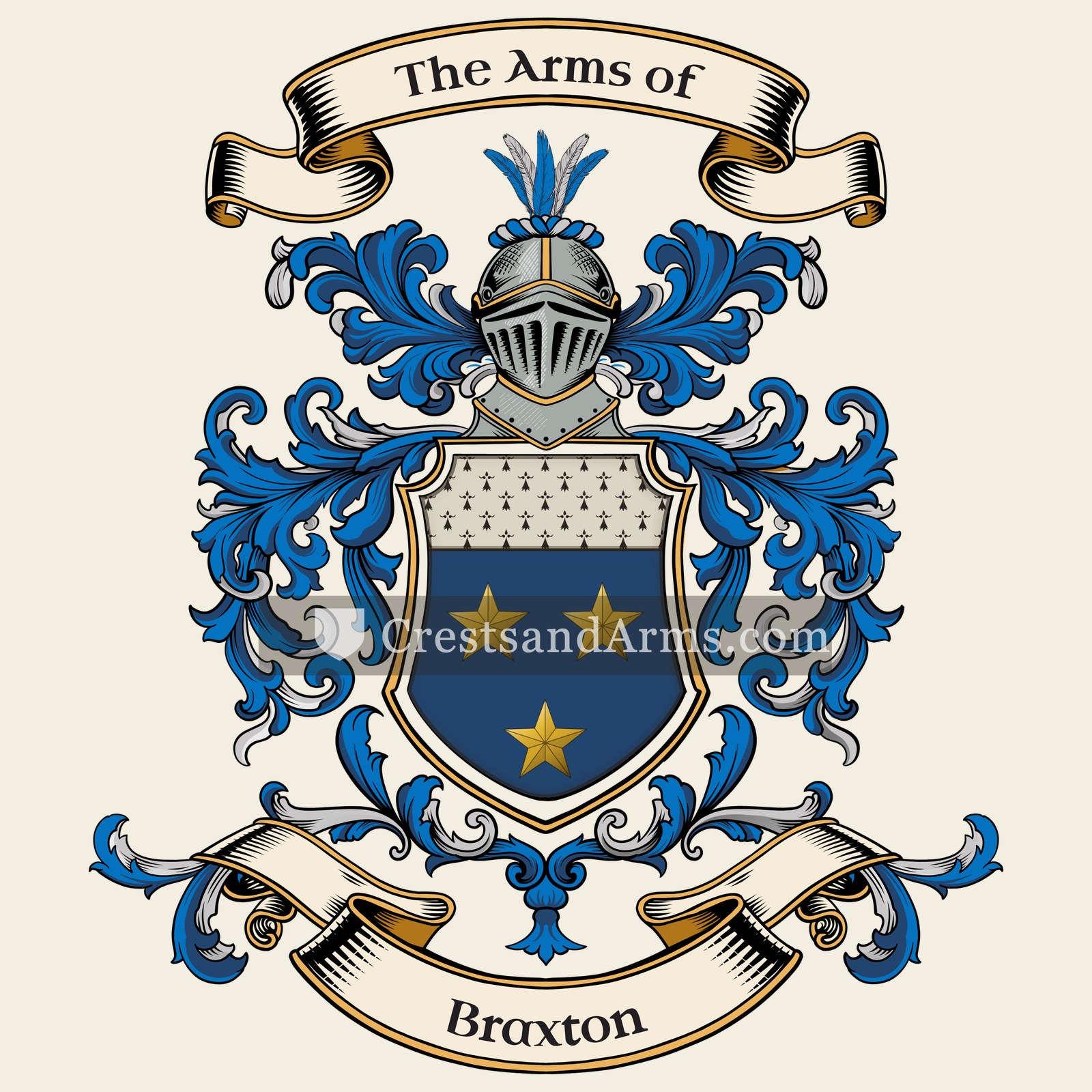 The Braxton coat of arms, drawn from the recorded blazon