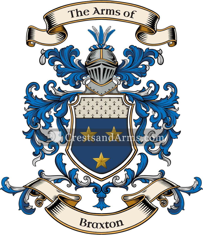 The Braxton coat of arms, drawn from the recorded blazon