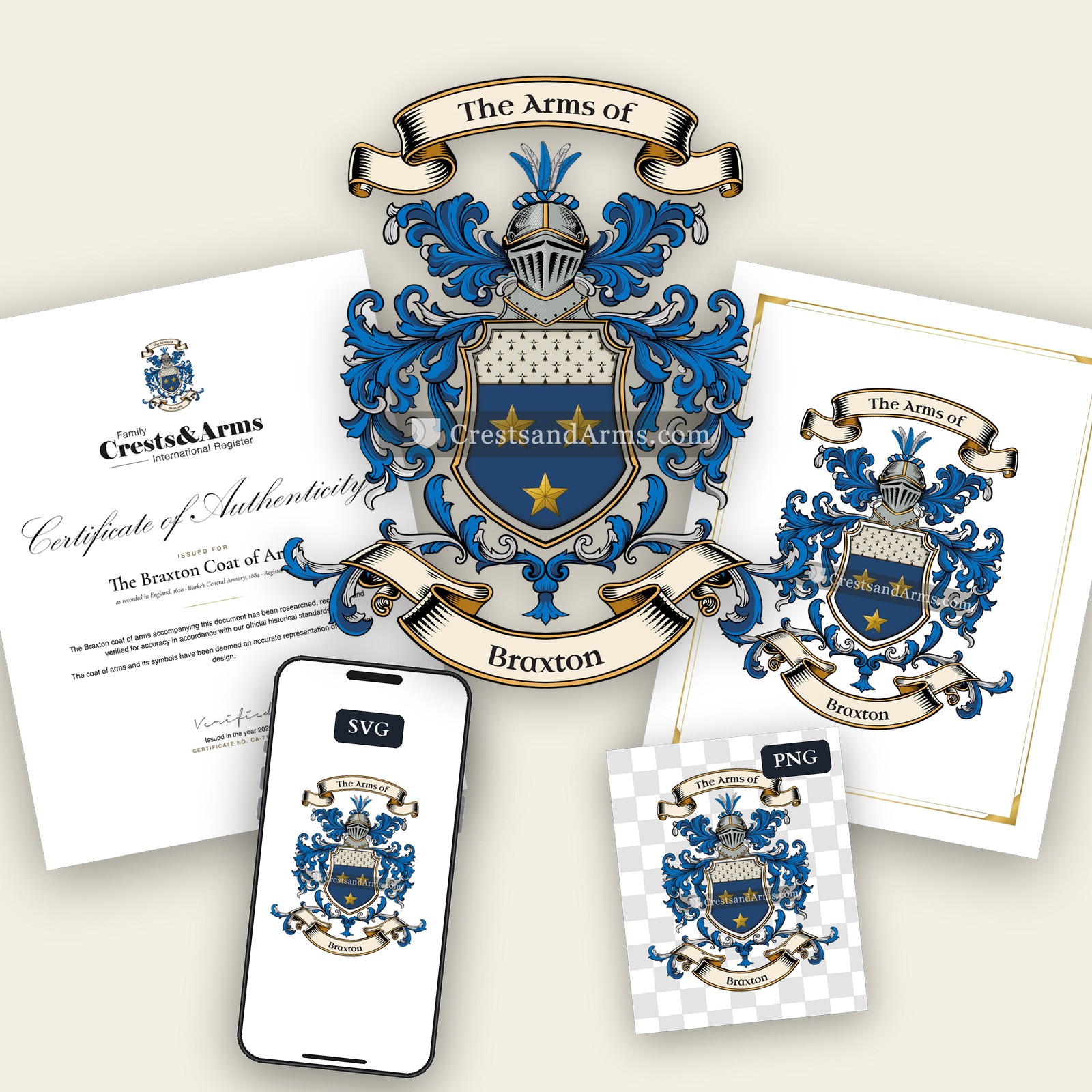 The Braxton arms on the coat of arms — digital pack