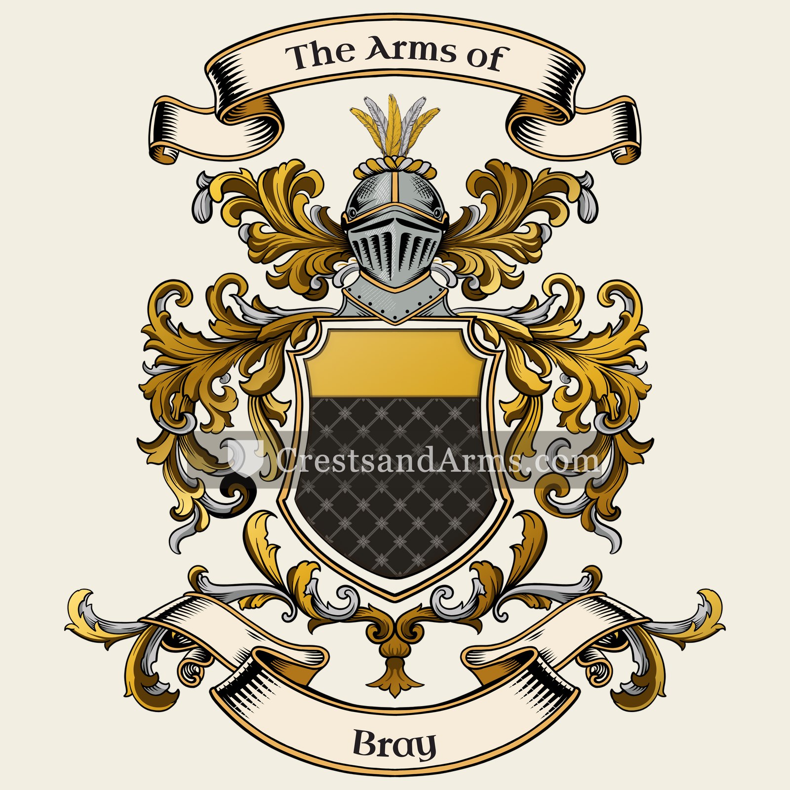 The Bray coat of arms, drawn from the recorded blazon