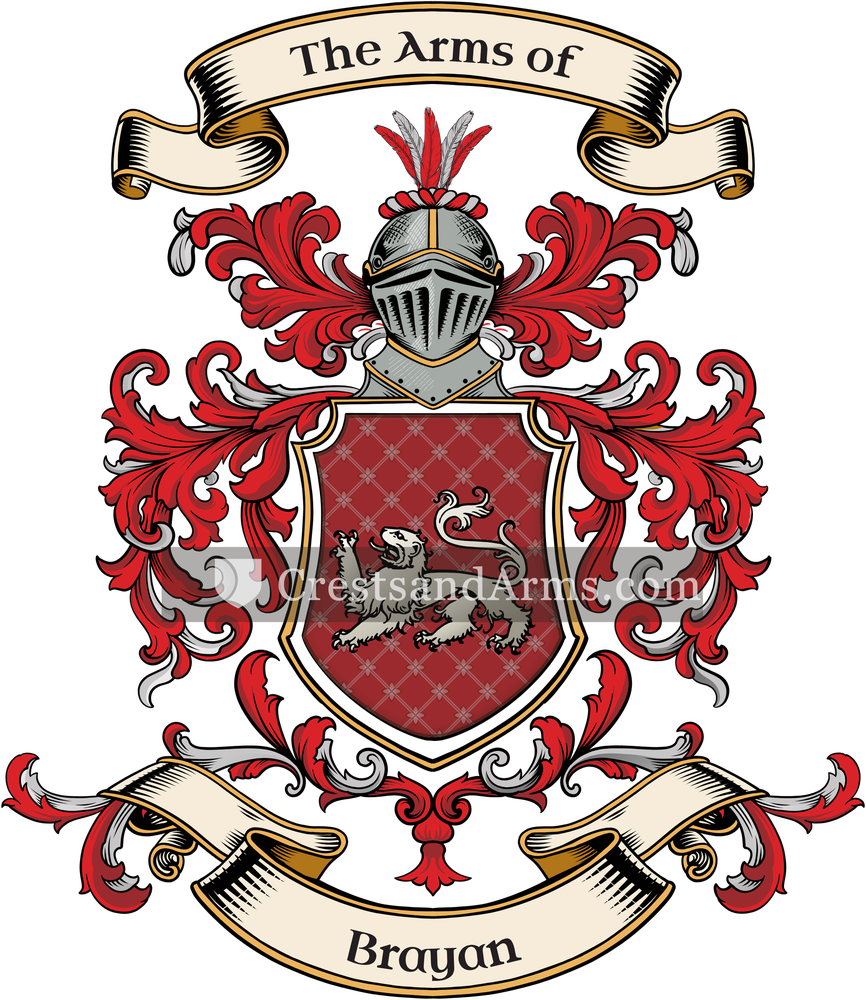 The Brayan coat of arms, drawn from the recorded blazon