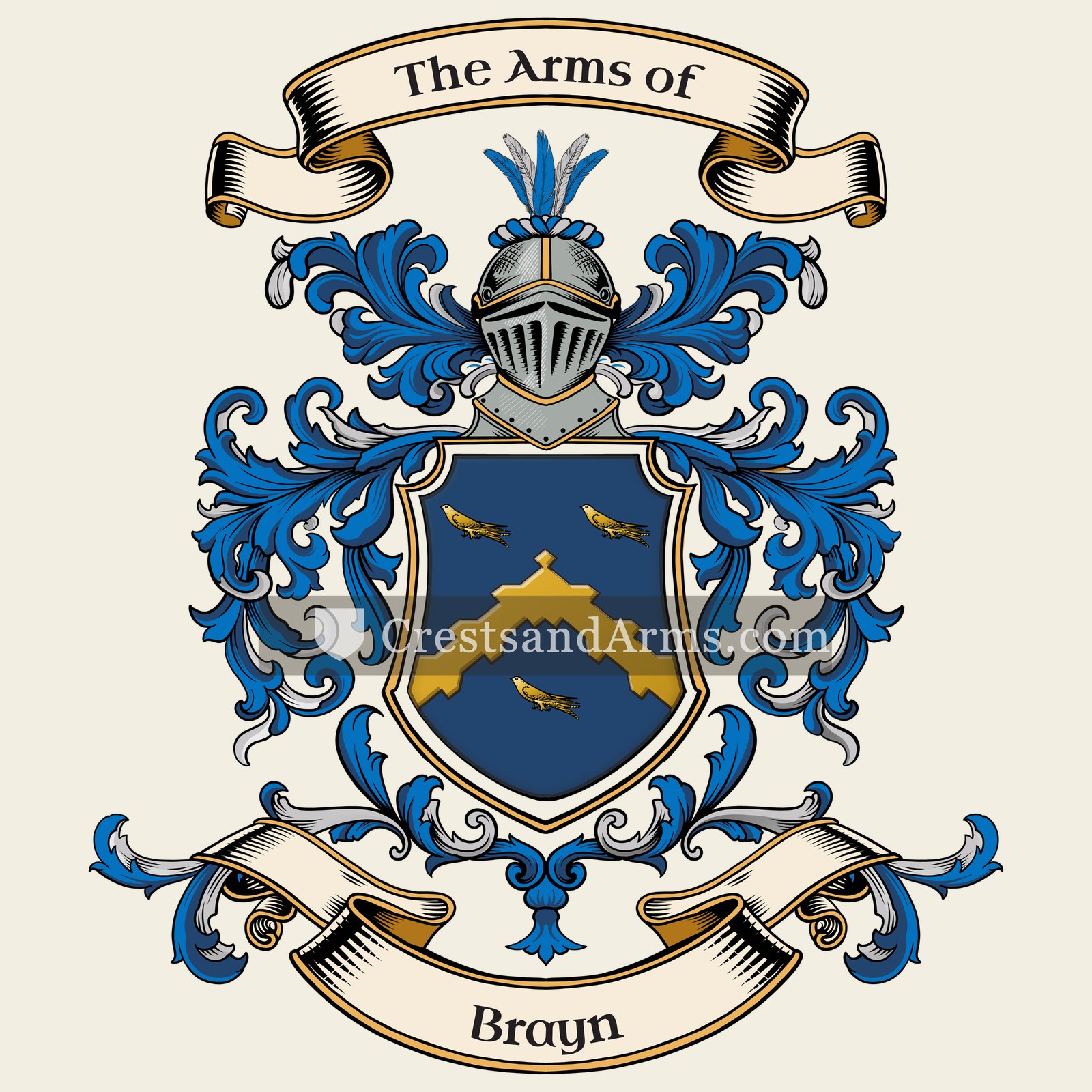 The Brayn coat of arms, drawn from the recorded blazon
