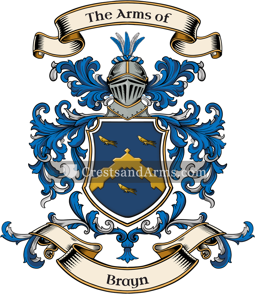 The Brayn coat of arms, drawn from the recorded blazon