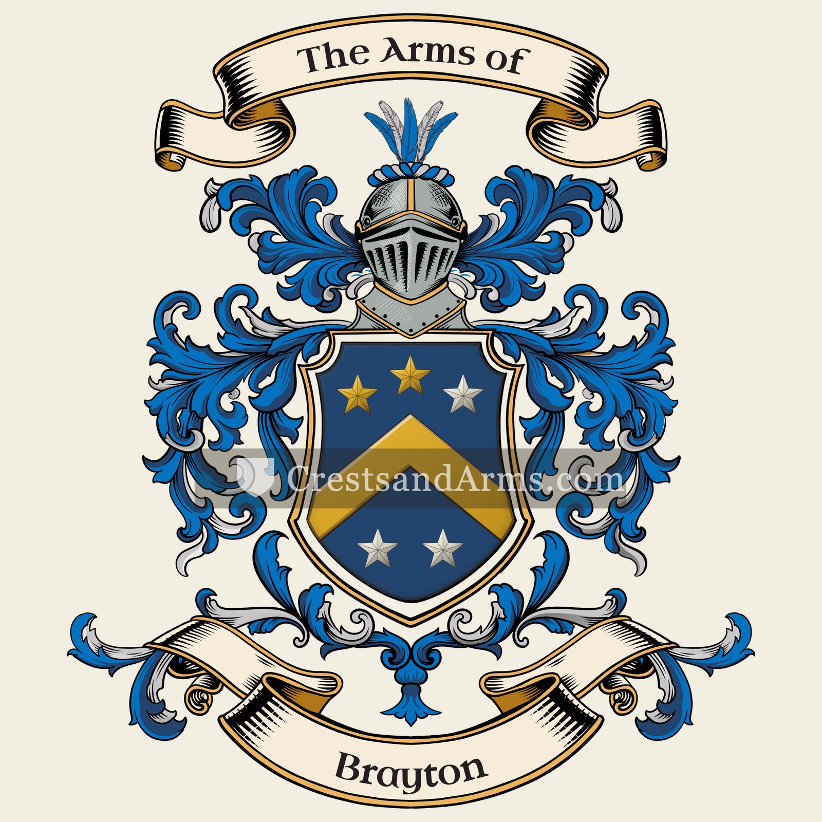 The Brayton coat of arms, drawn from the recorded blazon