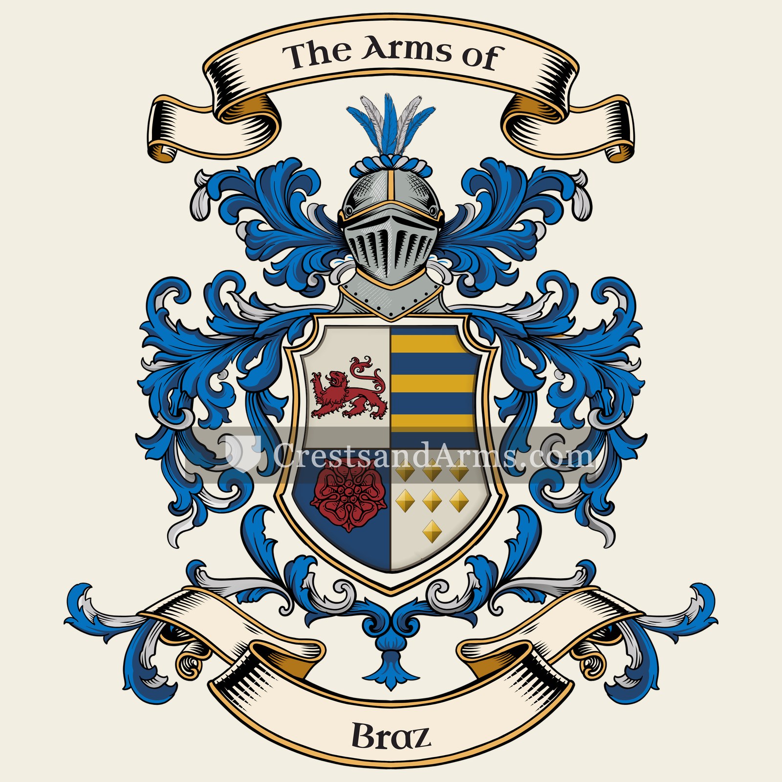 The Braz coat of arms, drawn from the recorded blazon