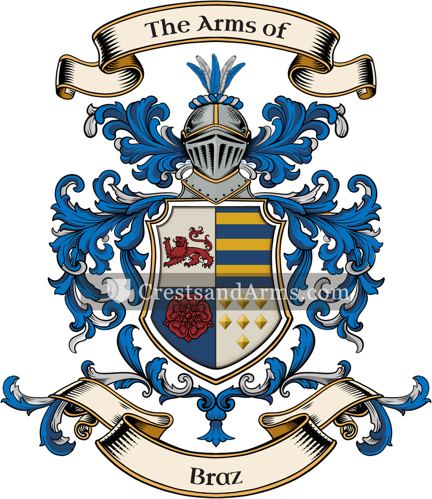 The Braz coat of arms, drawn from the recorded blazon