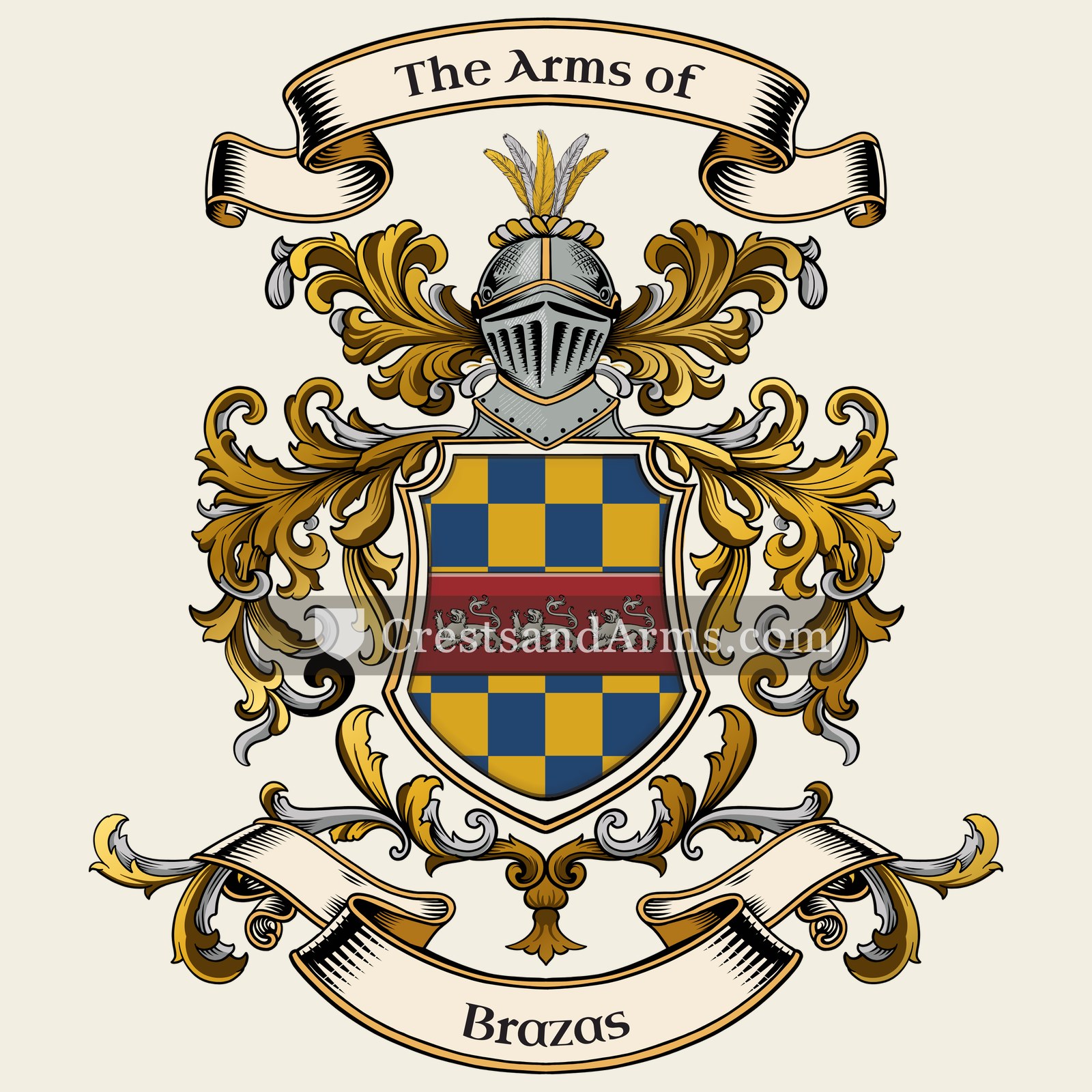 The Brazas coat of arms, drawn from the recorded blazon