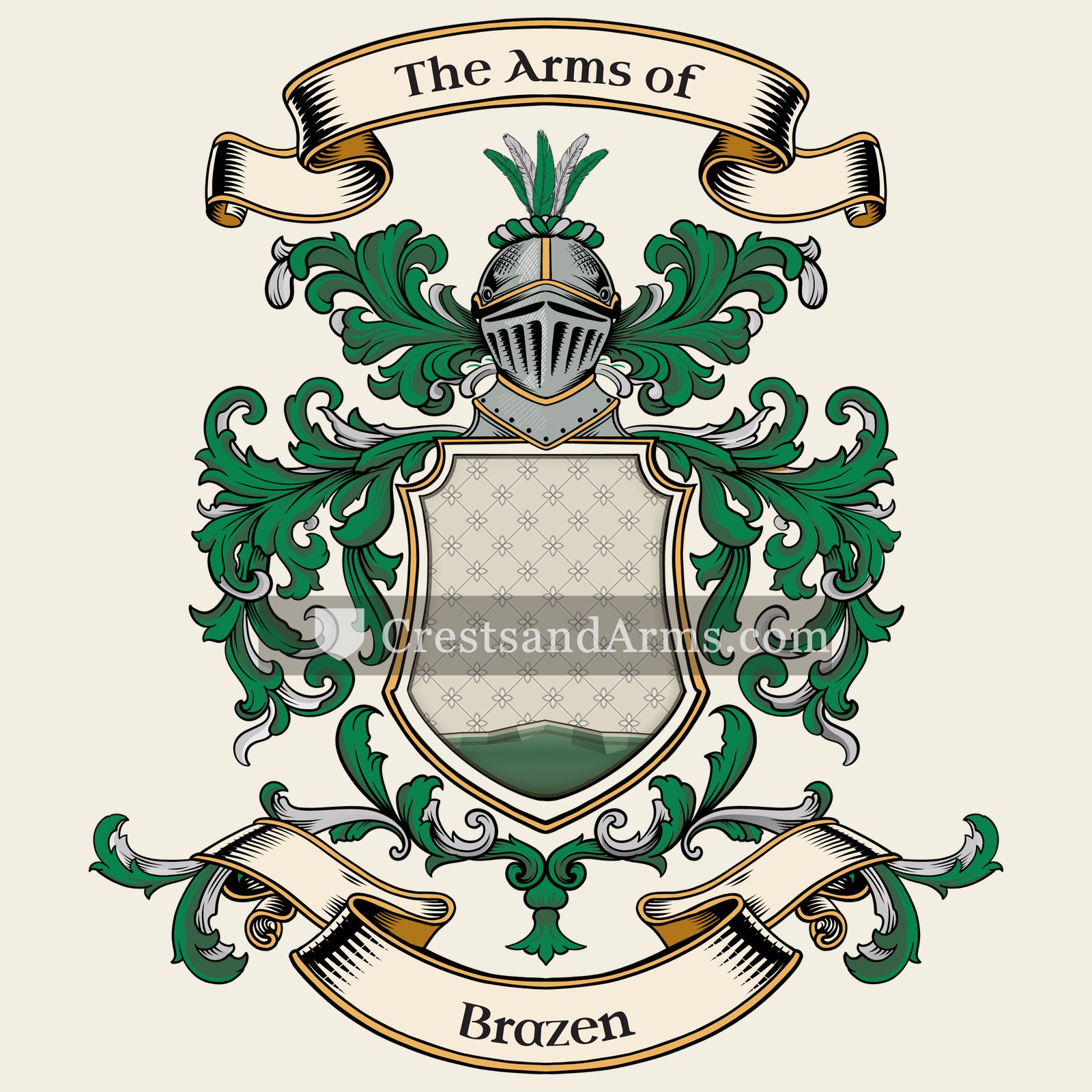 The Brazen coat of arms, drawn from the recorded blazon