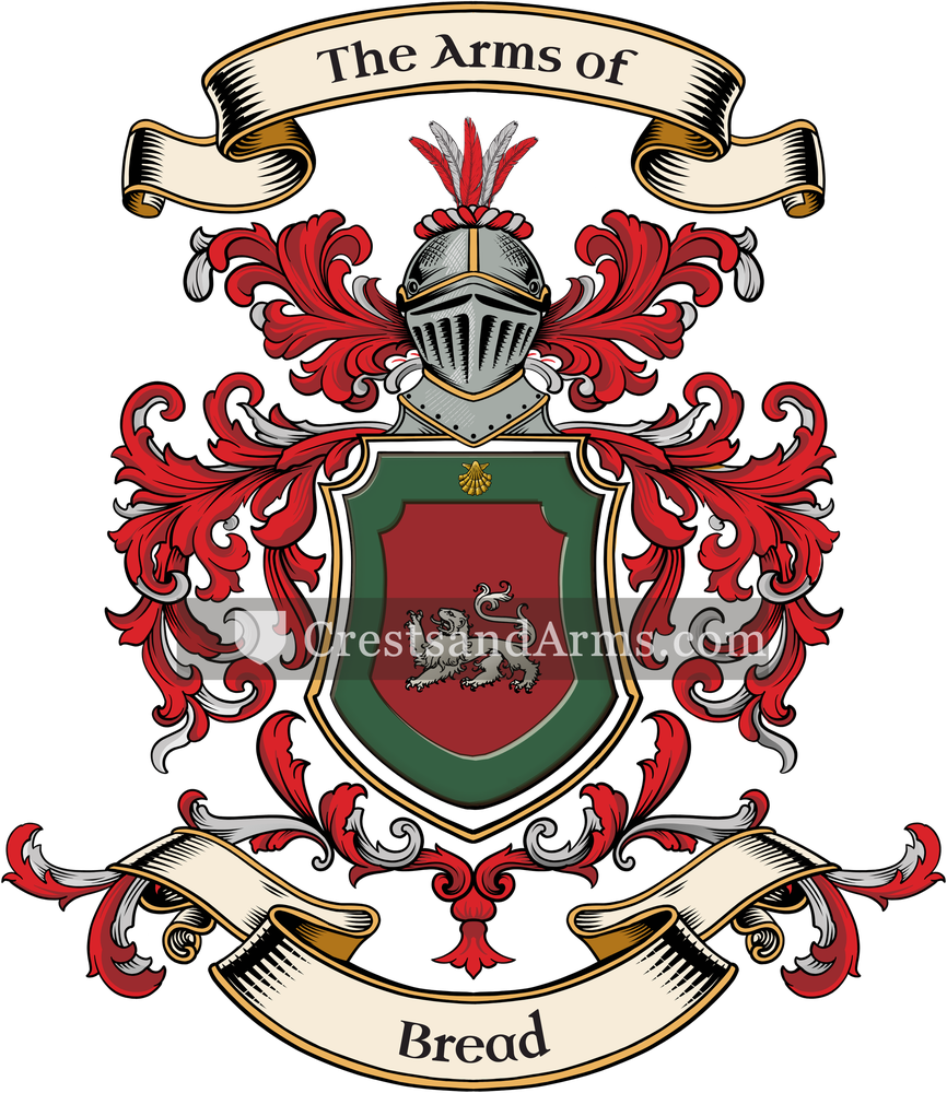 The Bread coat of arms, drawn from the recorded blazon