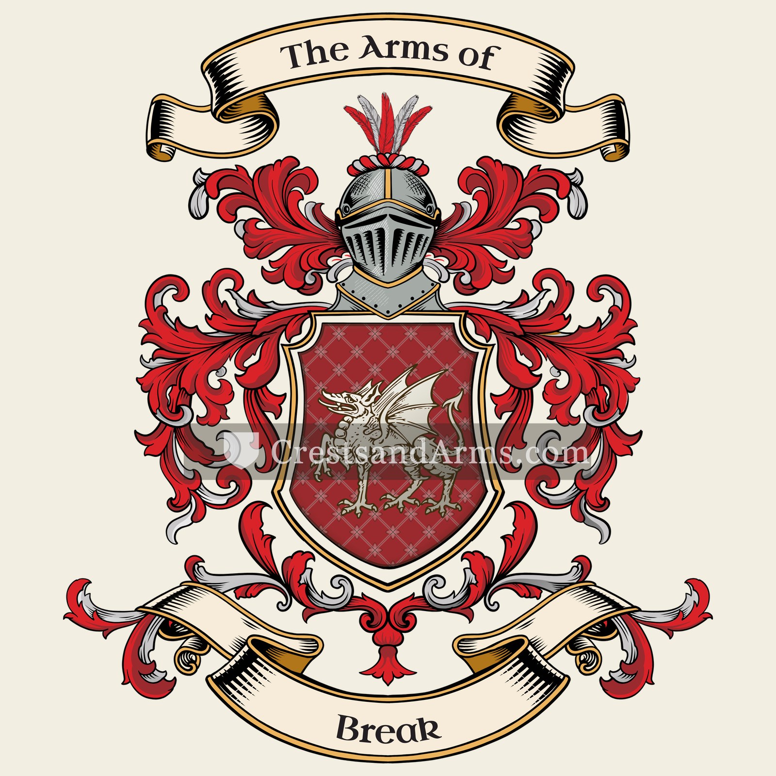 The Break coat of arms, drawn from the recorded blazon