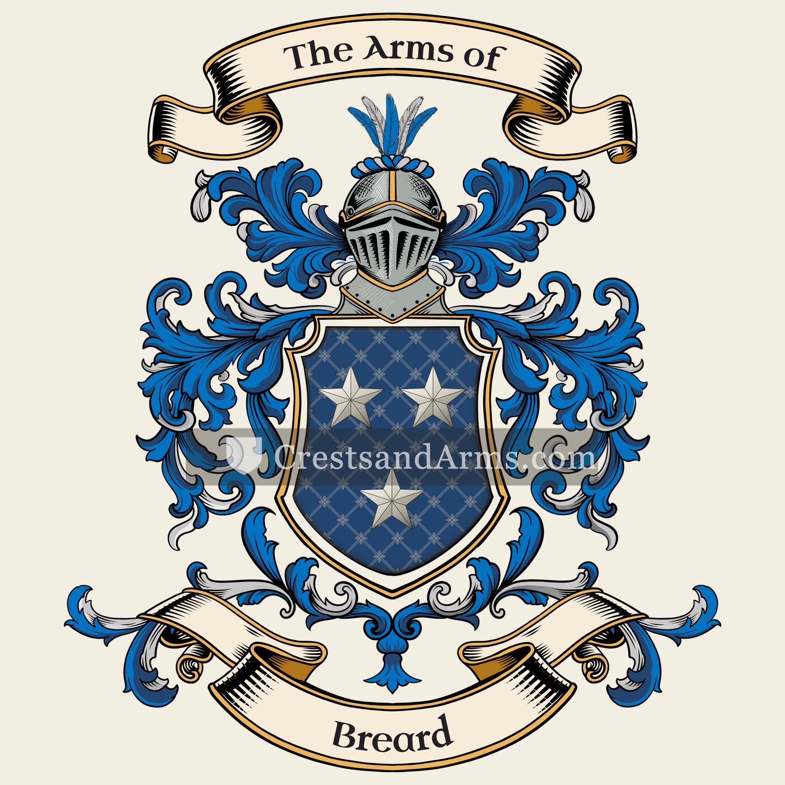 The Breard coat of arms, drawn from the recorded blazon