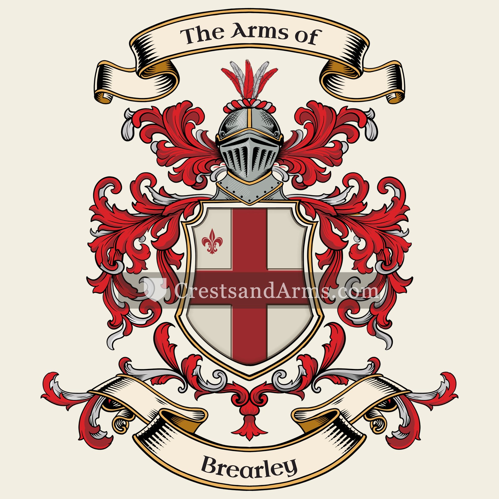 The Brearley coat of arms, drawn from the recorded blazon