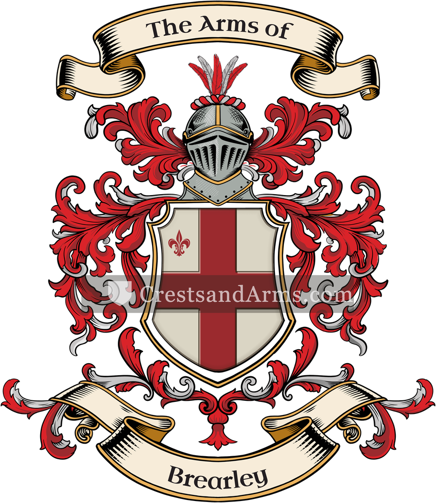 The Brearley coat of arms, drawn from the recorded blazon