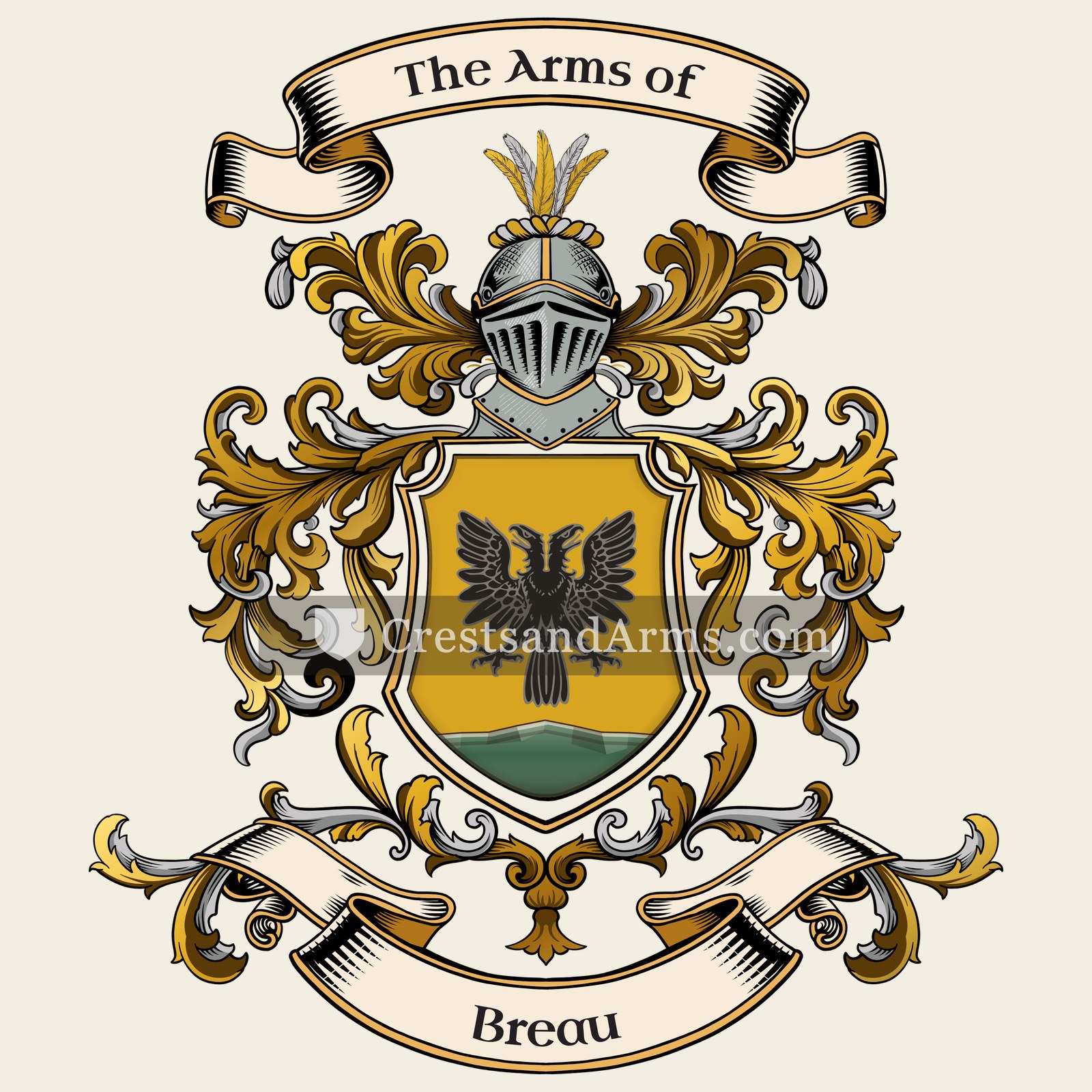 The Breau coat of arms, drawn from the recorded blazon