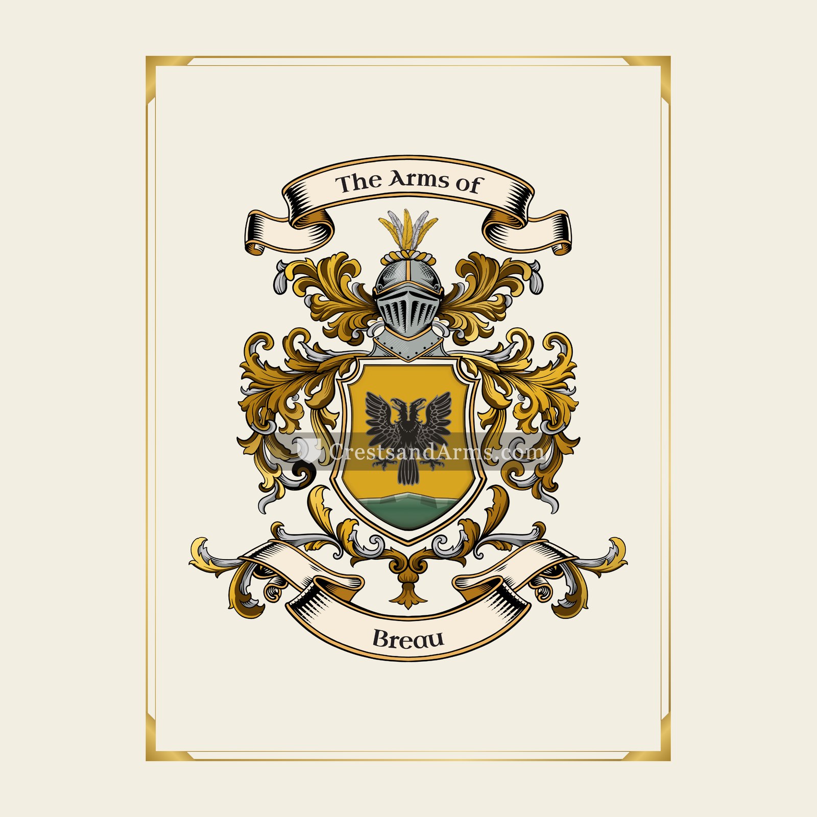 With gold border