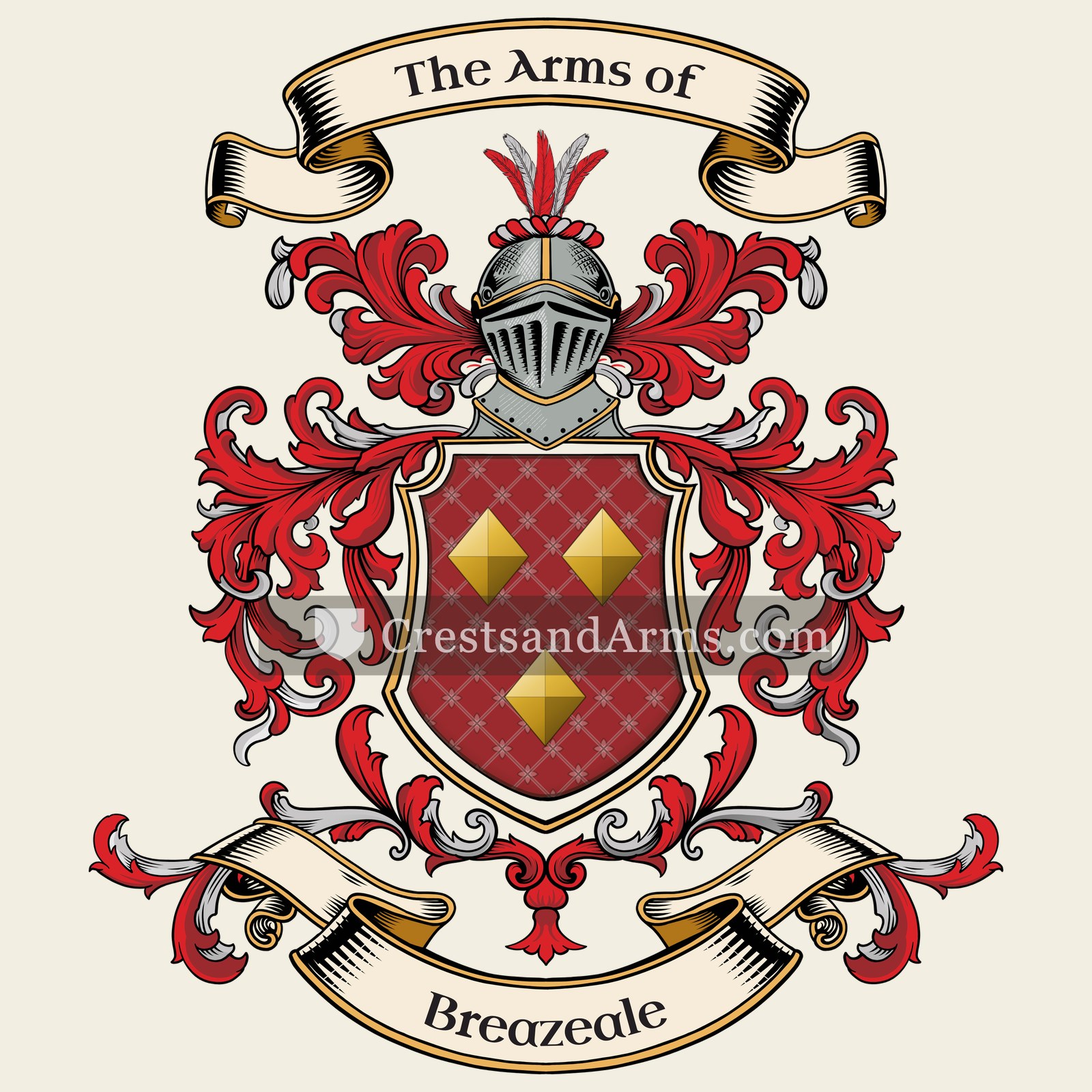 The Breazeale coat of arms, drawn from the recorded blazon
