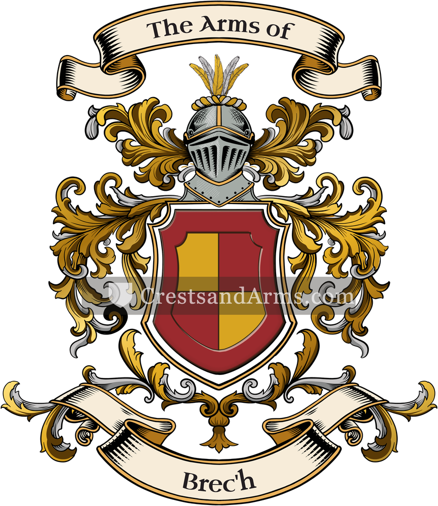 The Brec'h coat of arms, drawn from the recorded blazon
