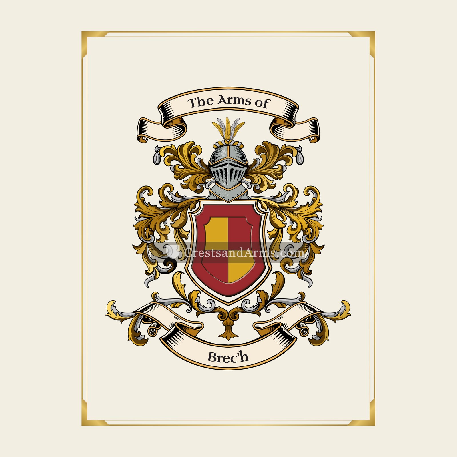 With gold border