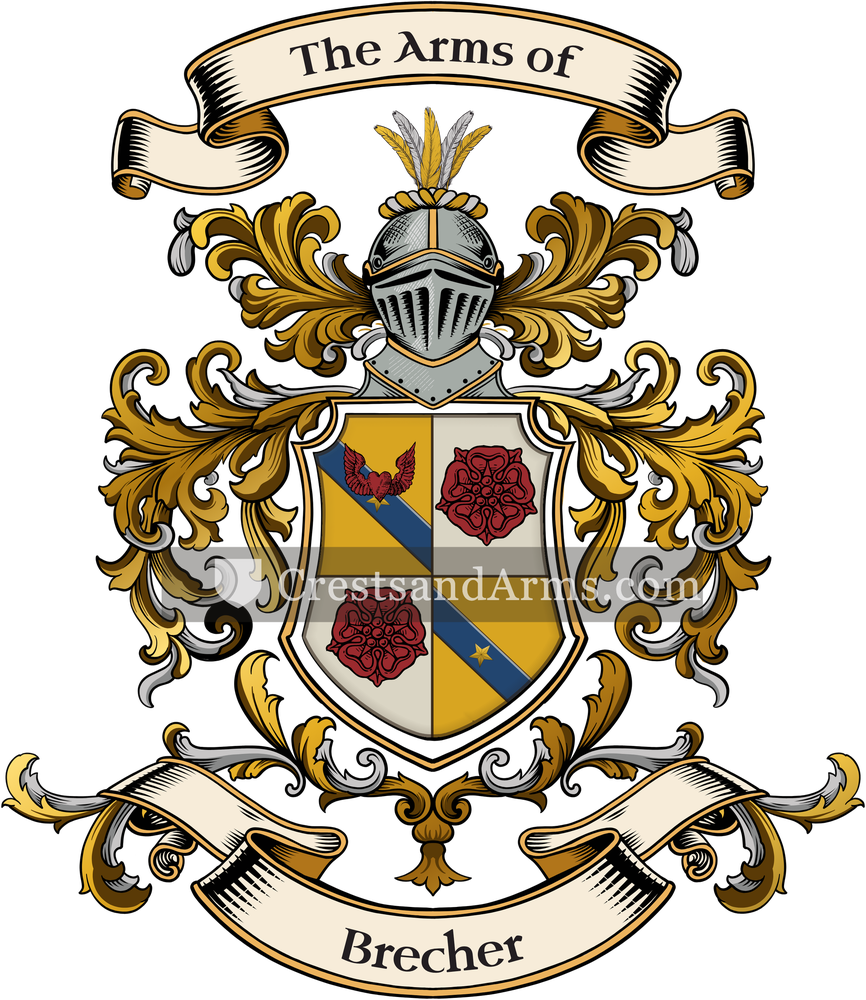 The Brecher coat of arms, drawn from the recorded blazon