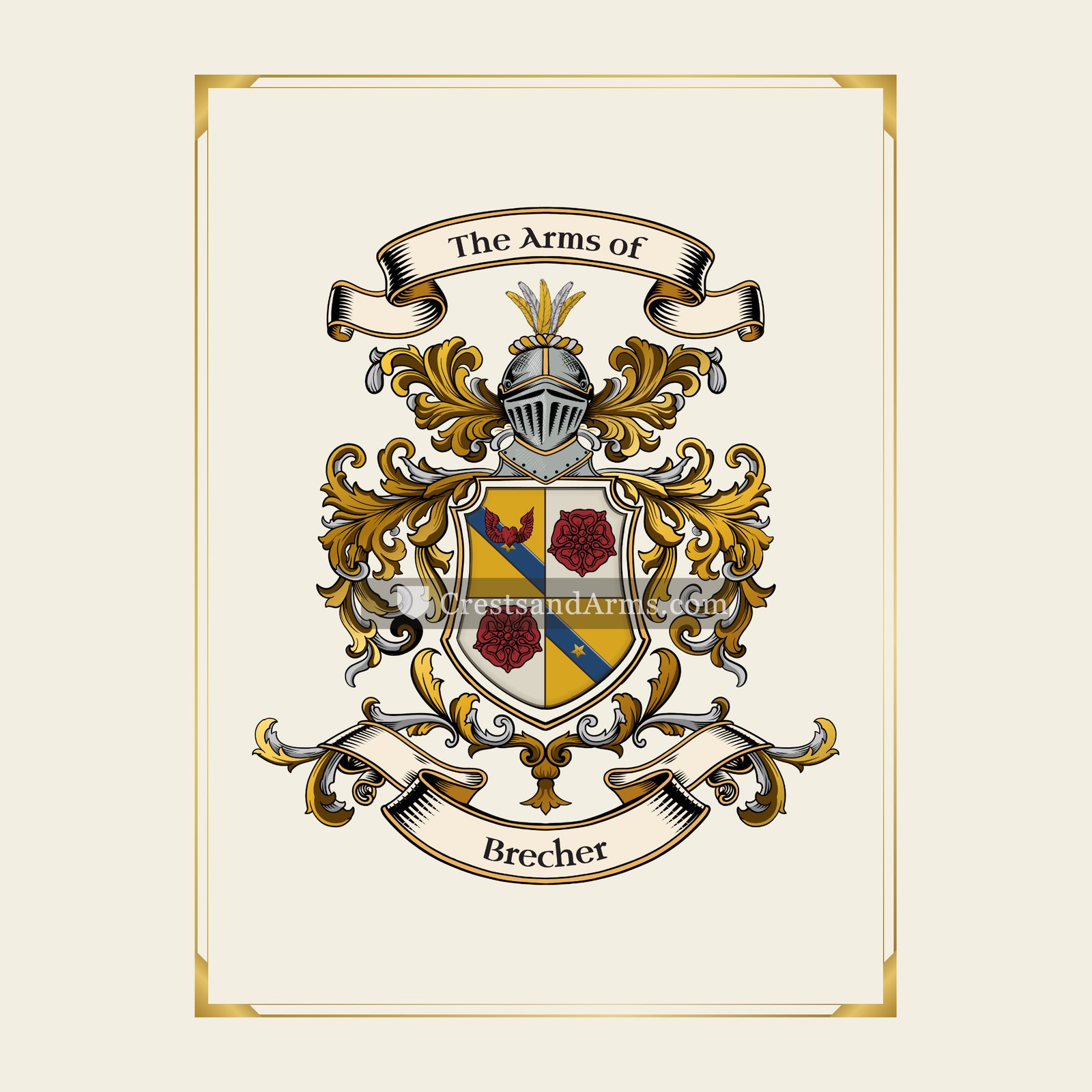 With gold border