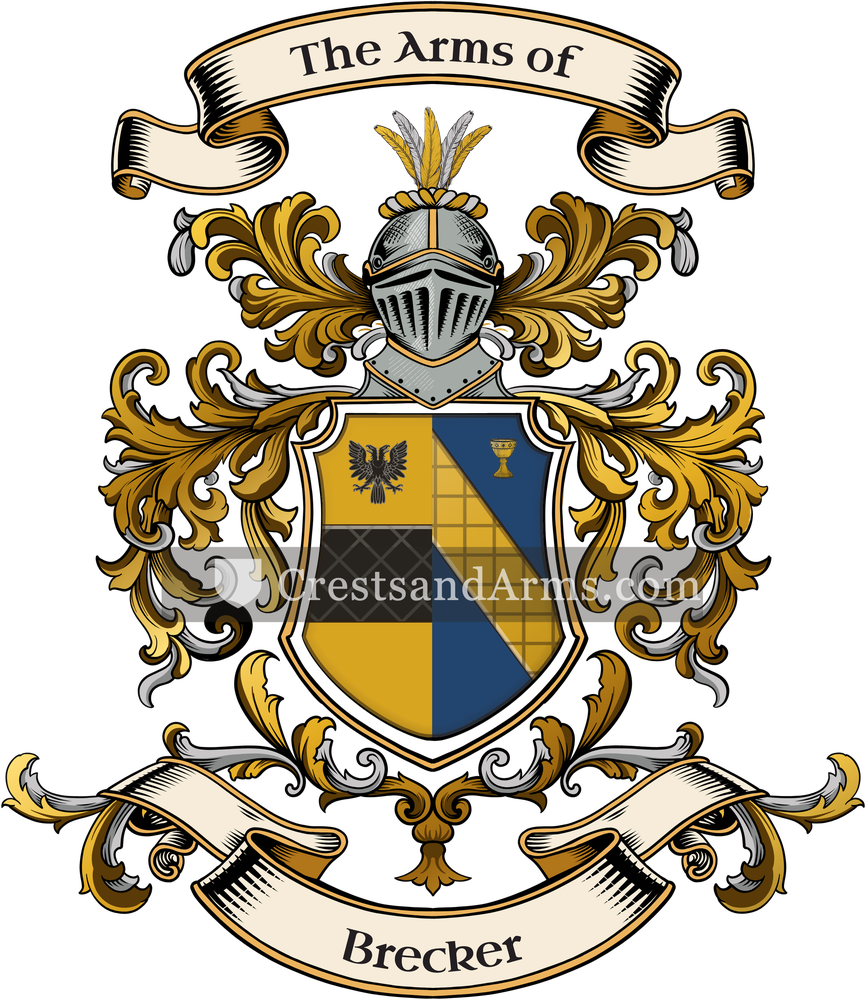 The Brecker coat of arms, drawn from the recorded blazon