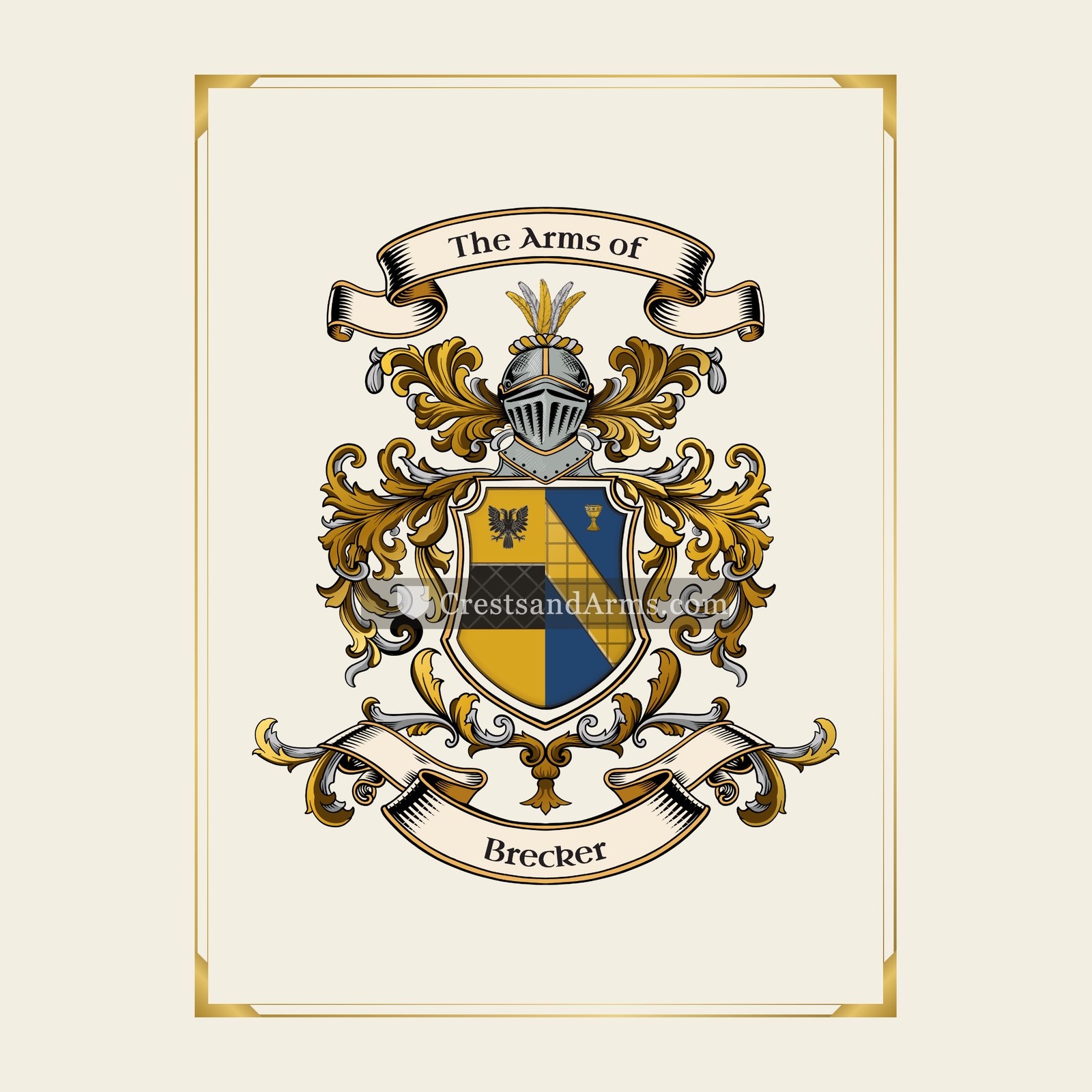 With gold border