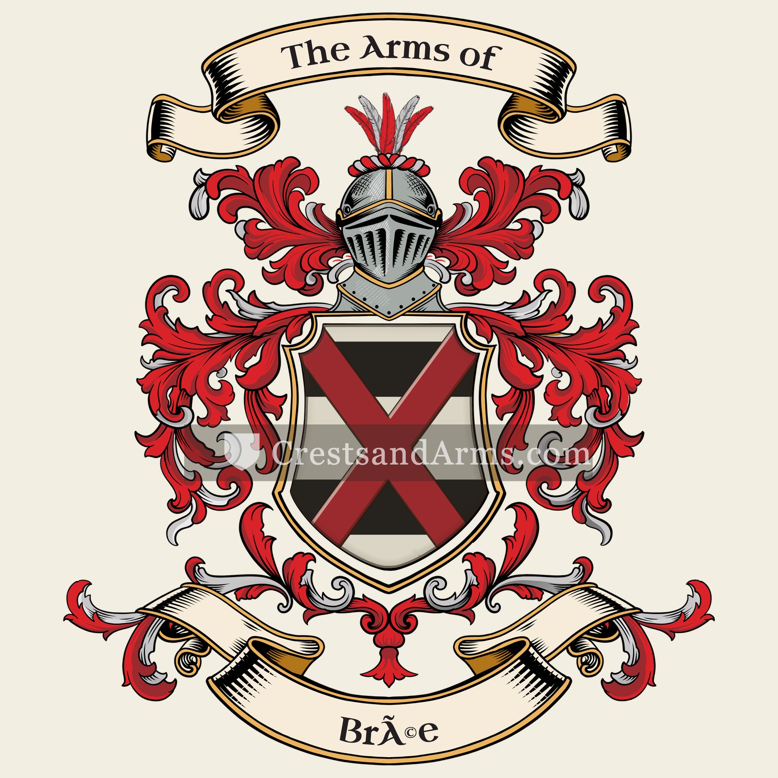The Brée coat of arms, drawn from the recorded blazon