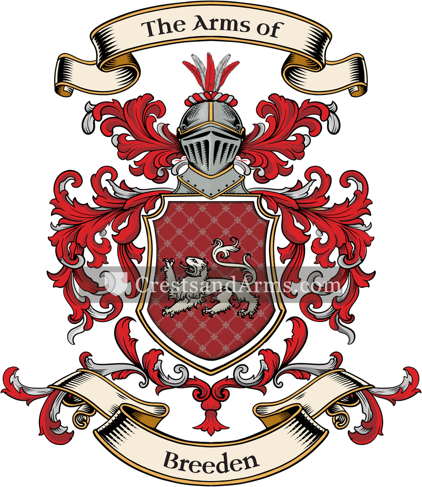 The Breeden coat of arms, drawn from the recorded blazon