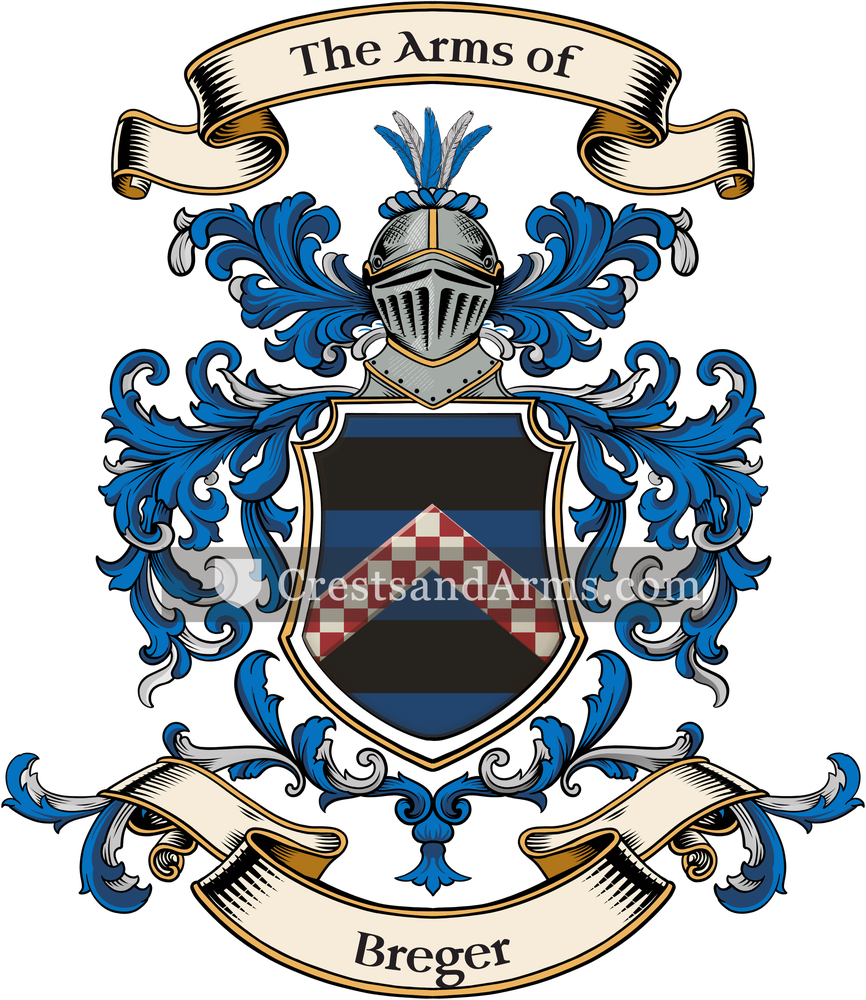 The Breger coat of arms, drawn from the recorded blazon