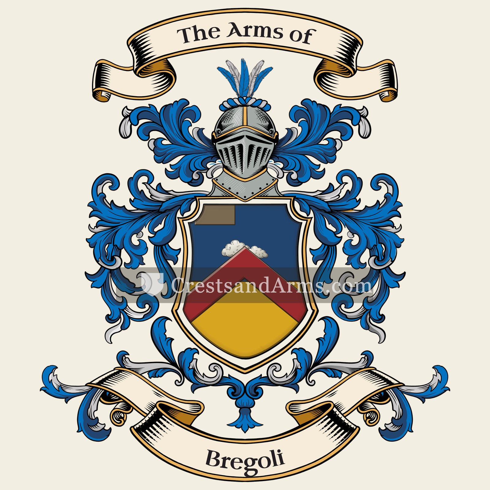 The Bregoli coat of arms, drawn from the recorded blazon