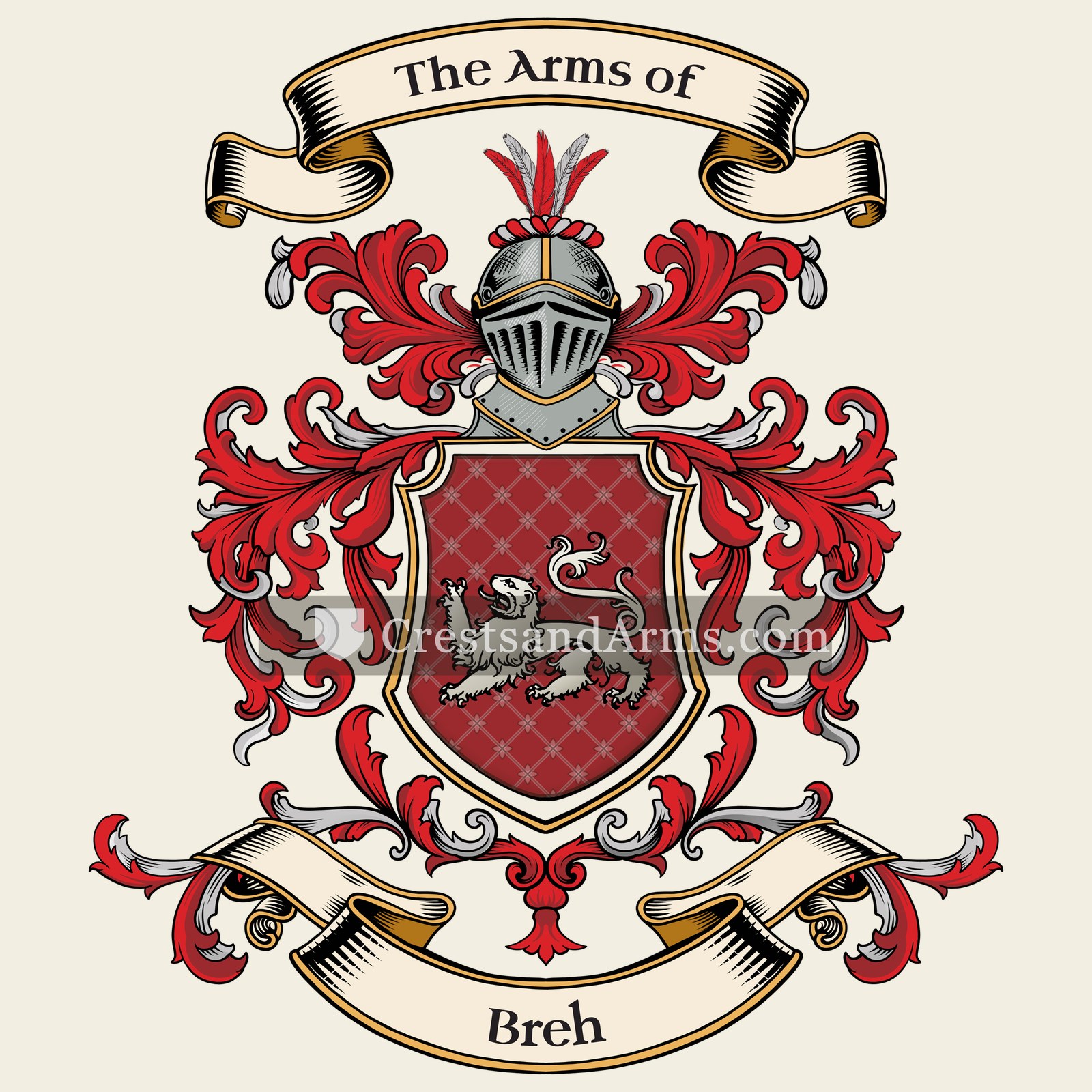 The Breh coat of arms, drawn from the recorded blazon