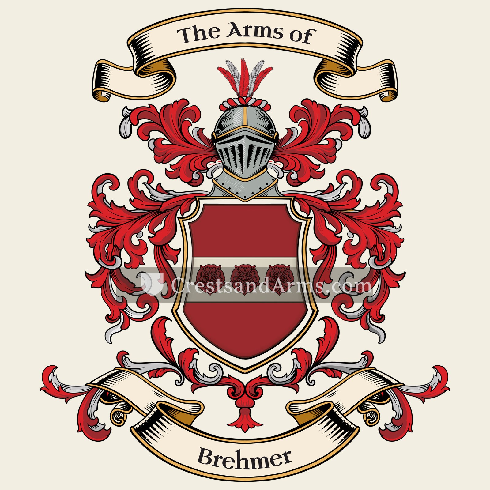 The Brehmer coat of arms, drawn from the recorded blazon