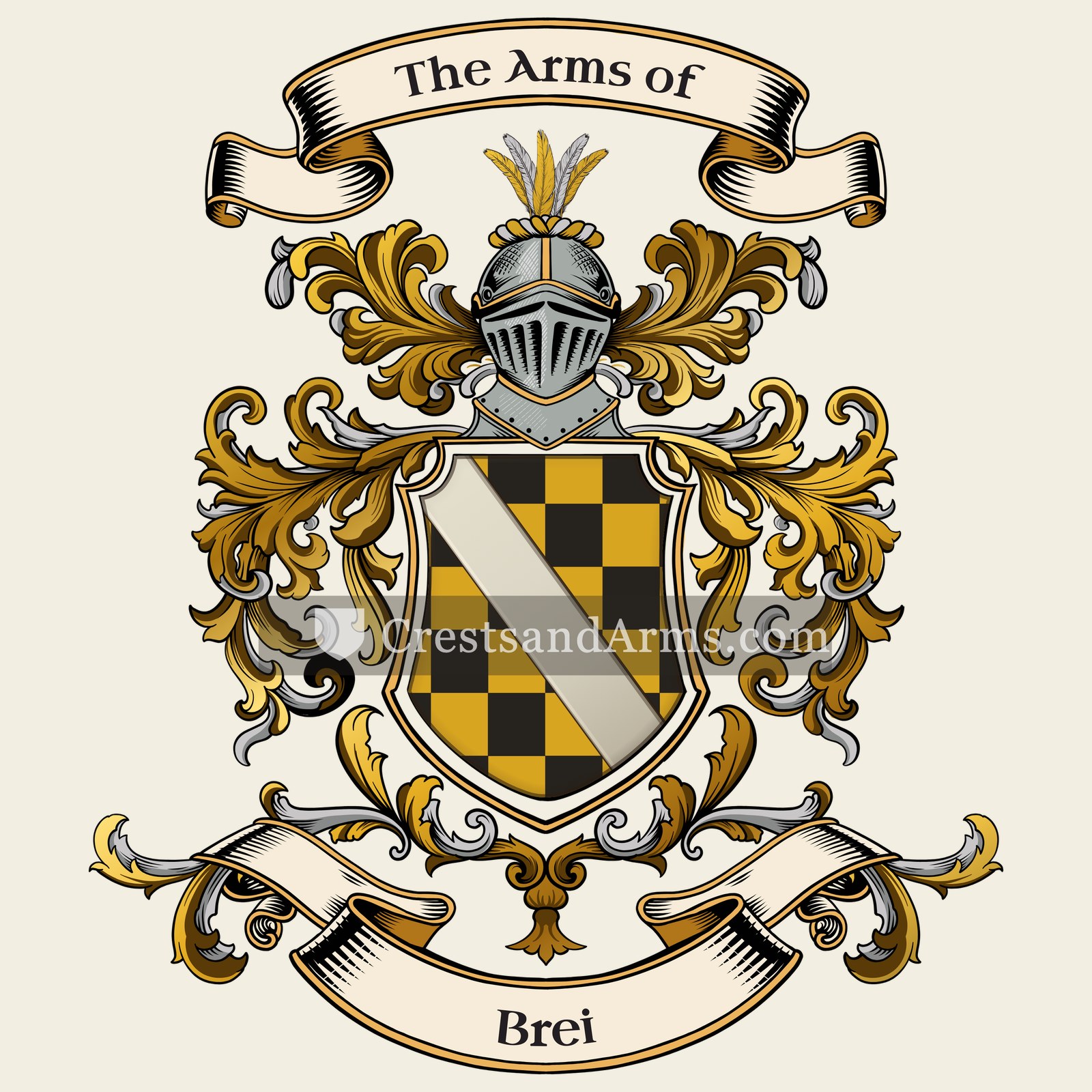 The Brei coat of arms, drawn from the recorded blazon