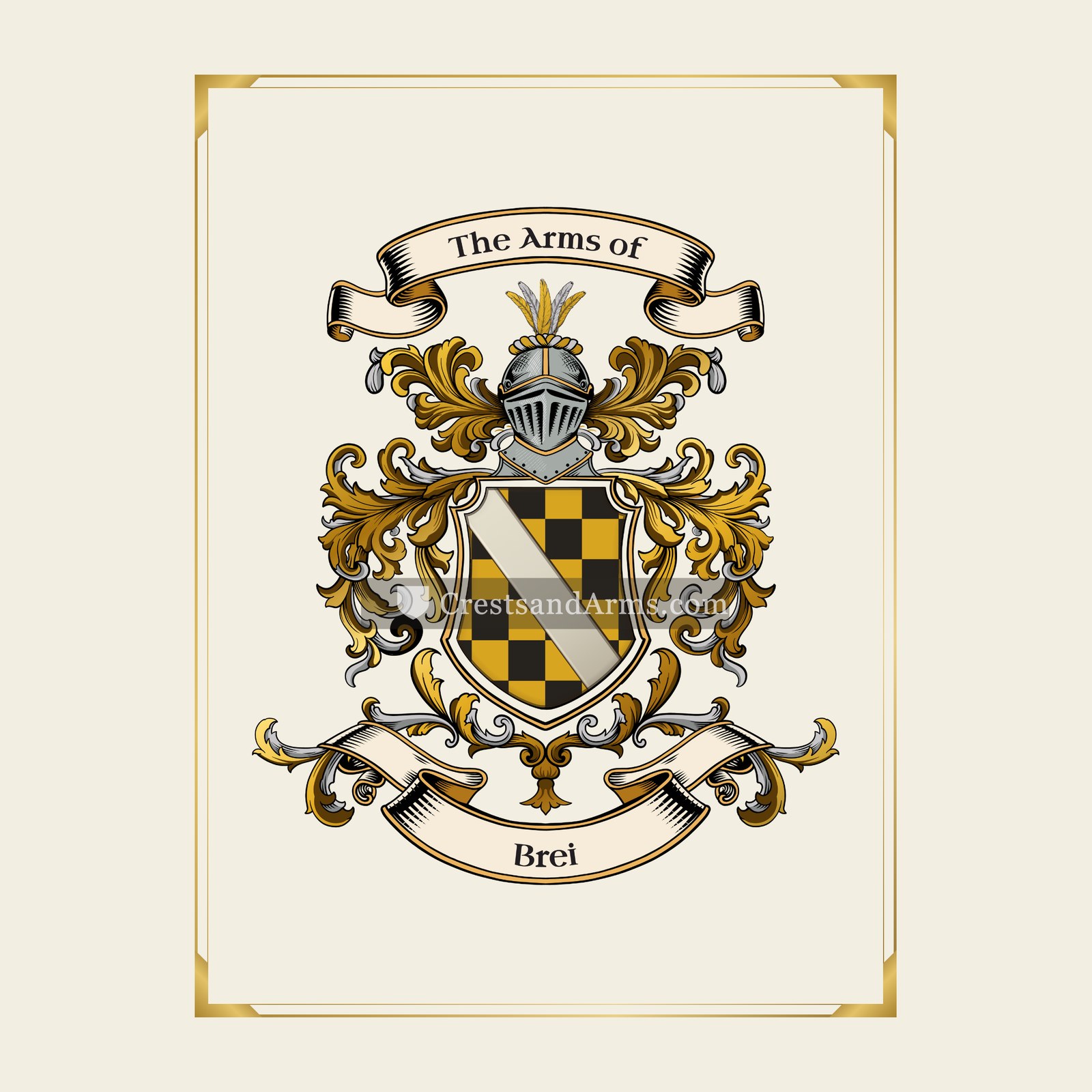 With gold border