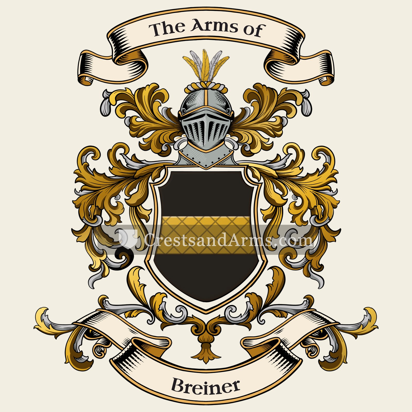 The Breiner coat of arms, drawn from the recorded blazon